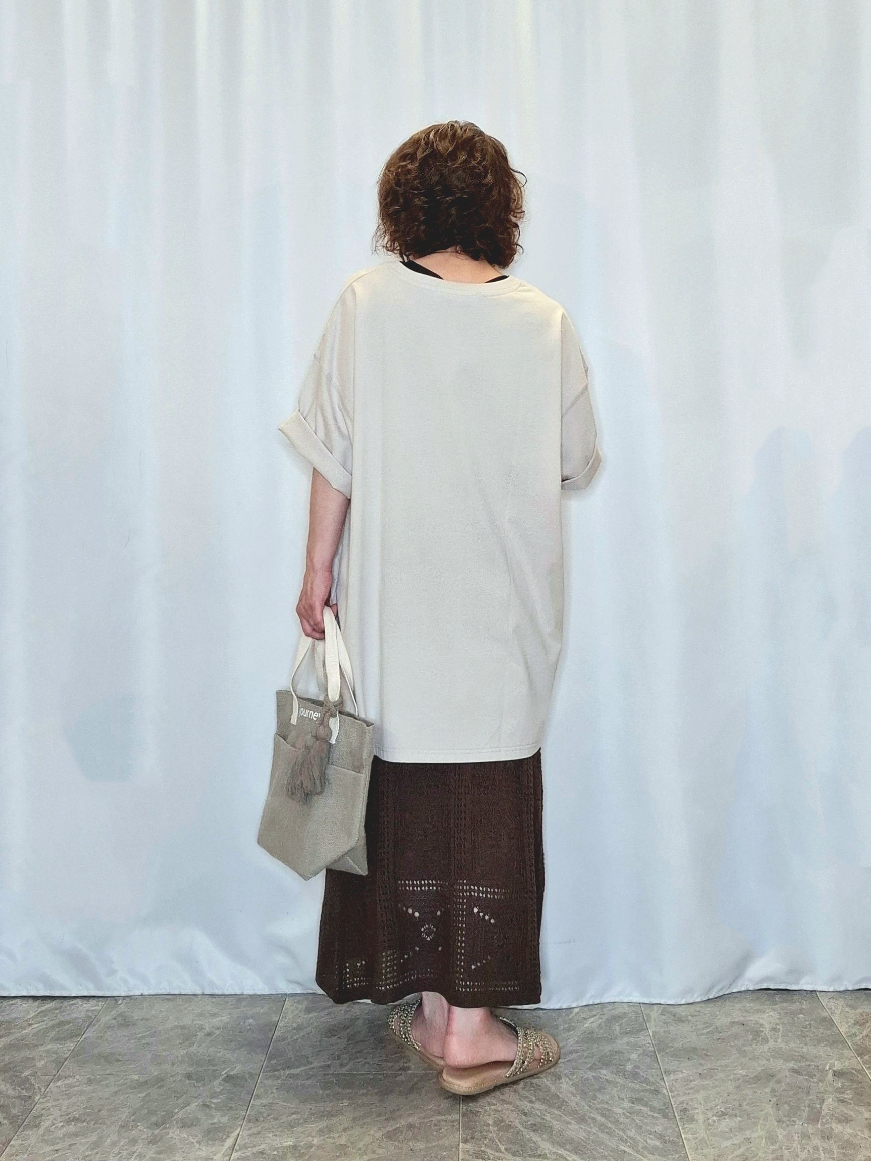 ぬーさんの「SHOO･LA･RUE｜【体型カバー】ゆるっとBIGアソートTシャツ」を使ったコーディネート