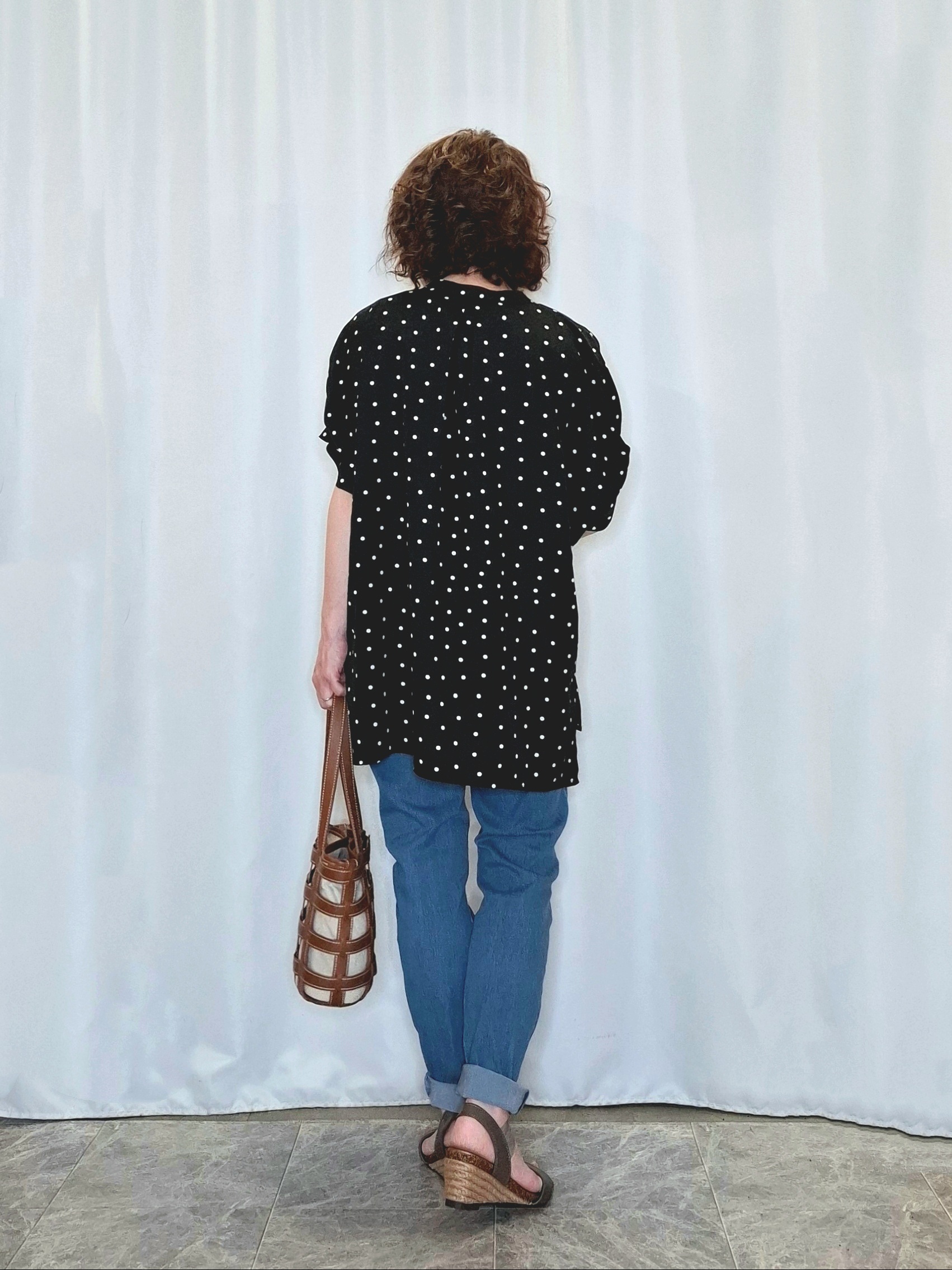 ぬーさんの「SHOO･LA･RUE｜【洗濯機可／洗濯後しわになりにくい】大人の甘さをプラスする ドット柄袖タックブラウス」を使ったコーディネート