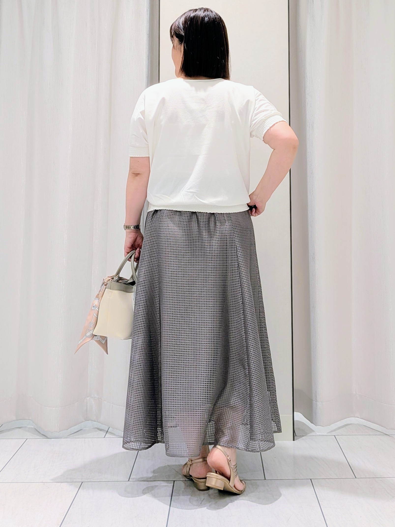 Onumaさんの「UNTITLED｜【接触冷感/汗染み防止/吸水速乾/UVカット】シャーリングプルオーバー」を使ったコーディネート
