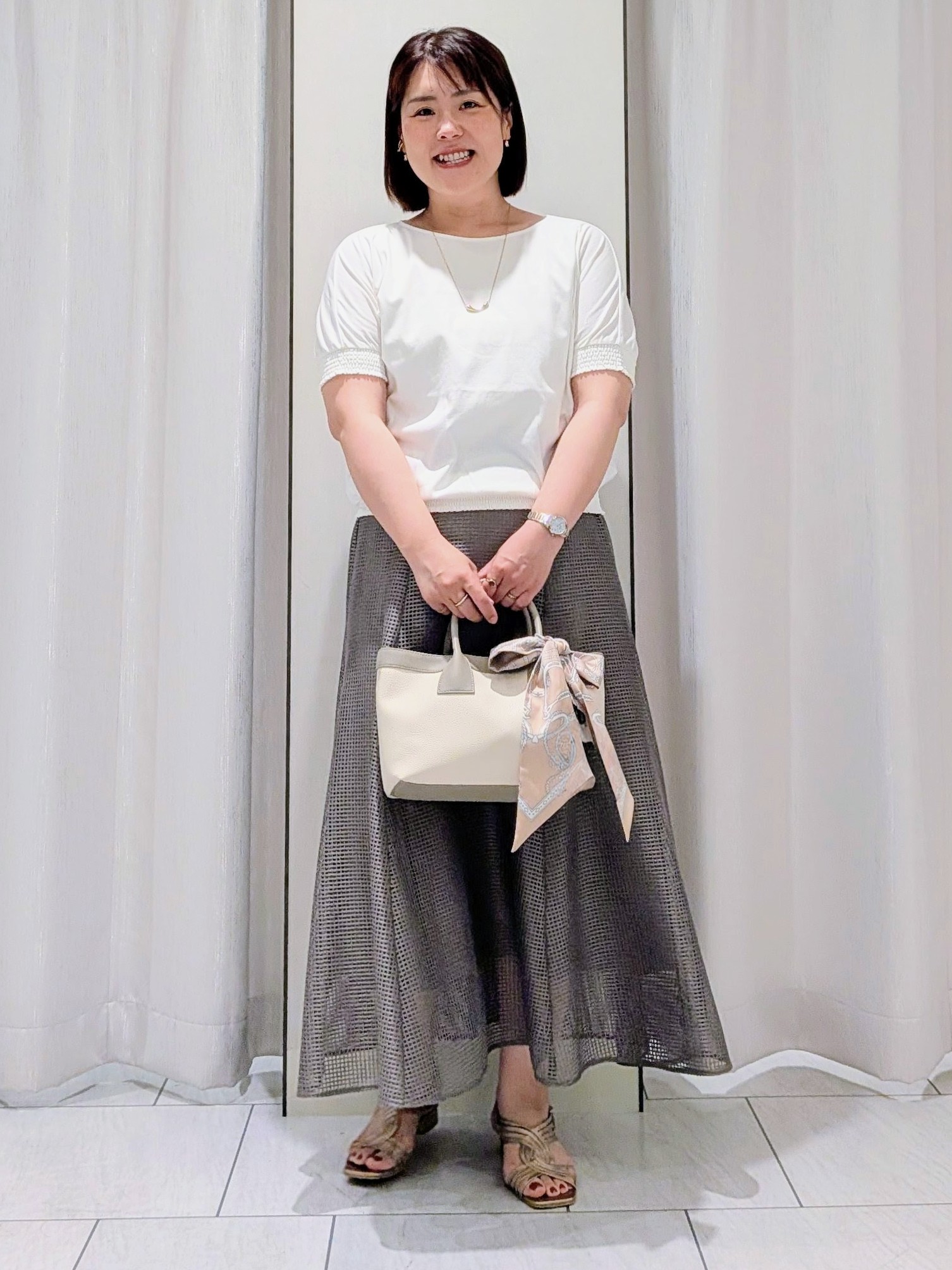 Onumaさんの「UNTITLED｜【接触冷感/汗染み防止/吸水速乾/UVカット】シャーリングプルオーバー」を使ったコーディネート