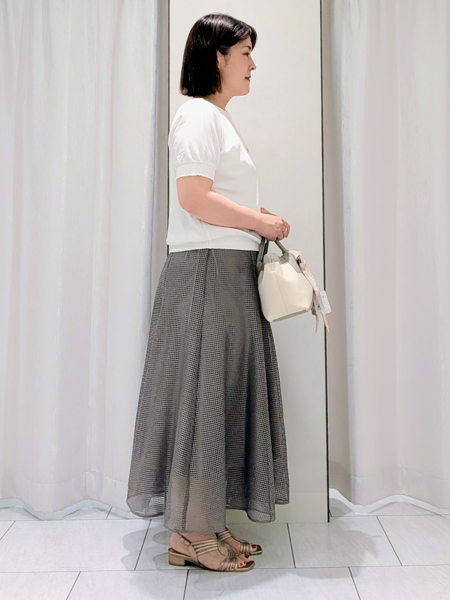 Onumaさんの「UNTITLED｜【接触冷感/汗染み防止/吸水速乾/UVカット】シャーリングプルオーバー」を使ったコーディネート