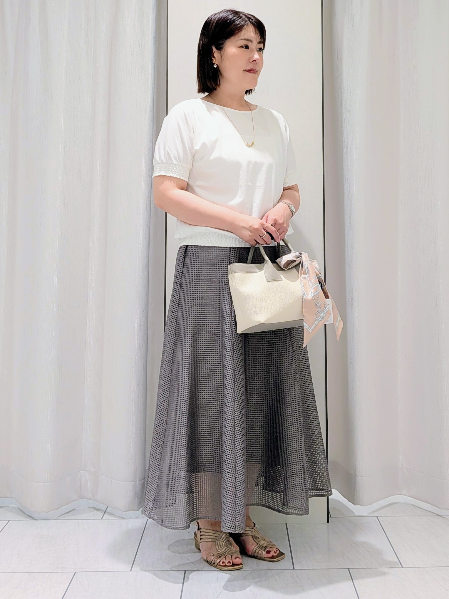 Onumaさんの「UNTITLED｜【接触冷感/汗染み防止/吸水速乾/UVカット】シャーリングプルオーバー」を使ったコーディネート