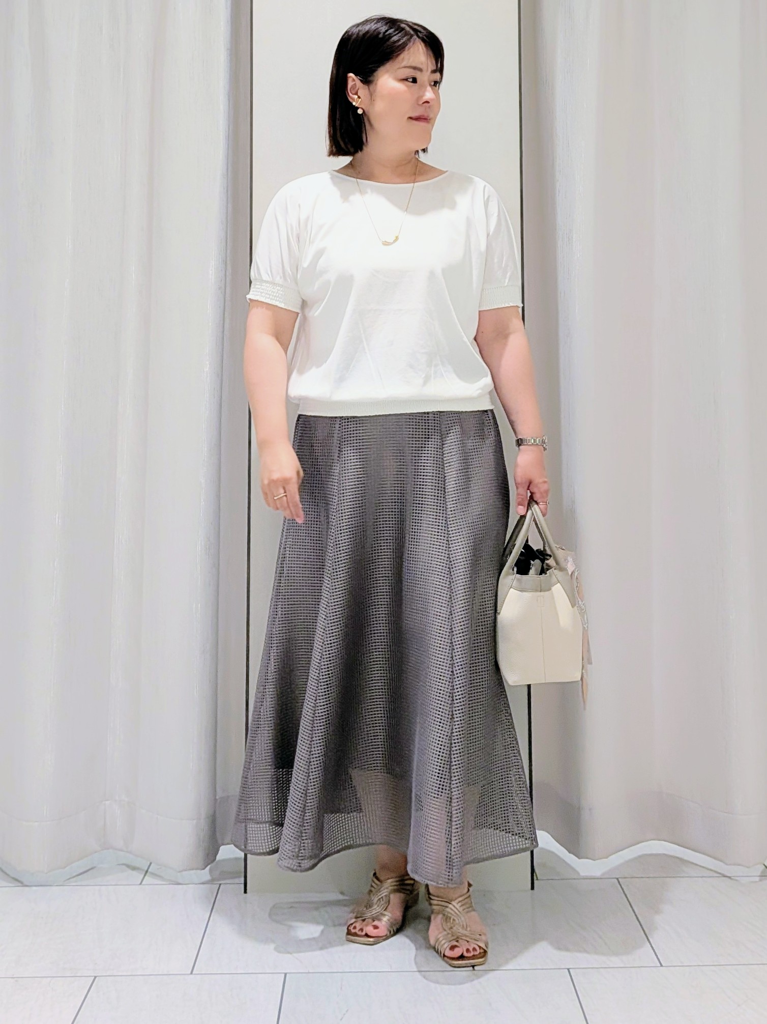 Onumaさんの「UNTITLED｜【接触冷感/汗染み防止/吸水速乾/UVカット】シャーリングプルオーバー」を使ったコーディネート