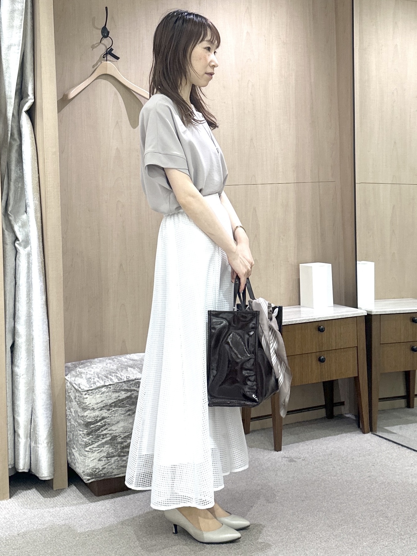 Miwaさんの「UNTITLED｜【セットアップ可/UVカット/前後2WAY】リラクシーフレンチスリーブブラウス」を使ったコーディネート