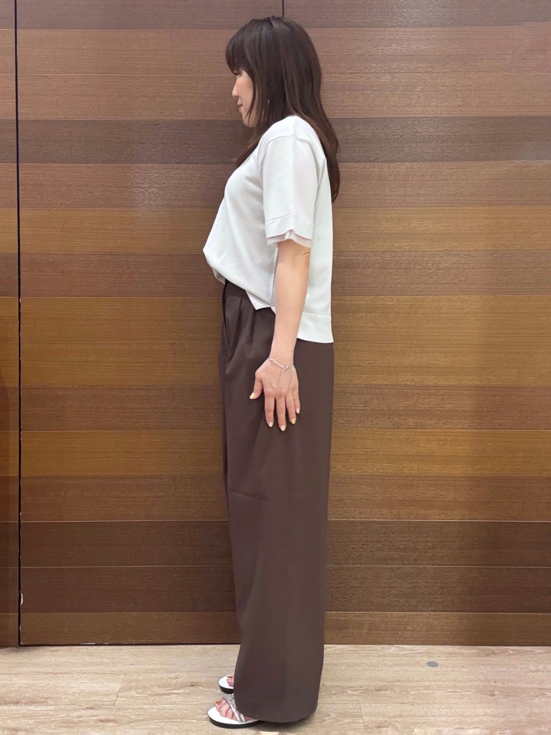 maichiさんの「OPAQUE.CLIP｜【UV／接触冷感／抗ピル】シアー＆レイヤード風さらりニット《洗濯機OK》」を使ったコーディネート