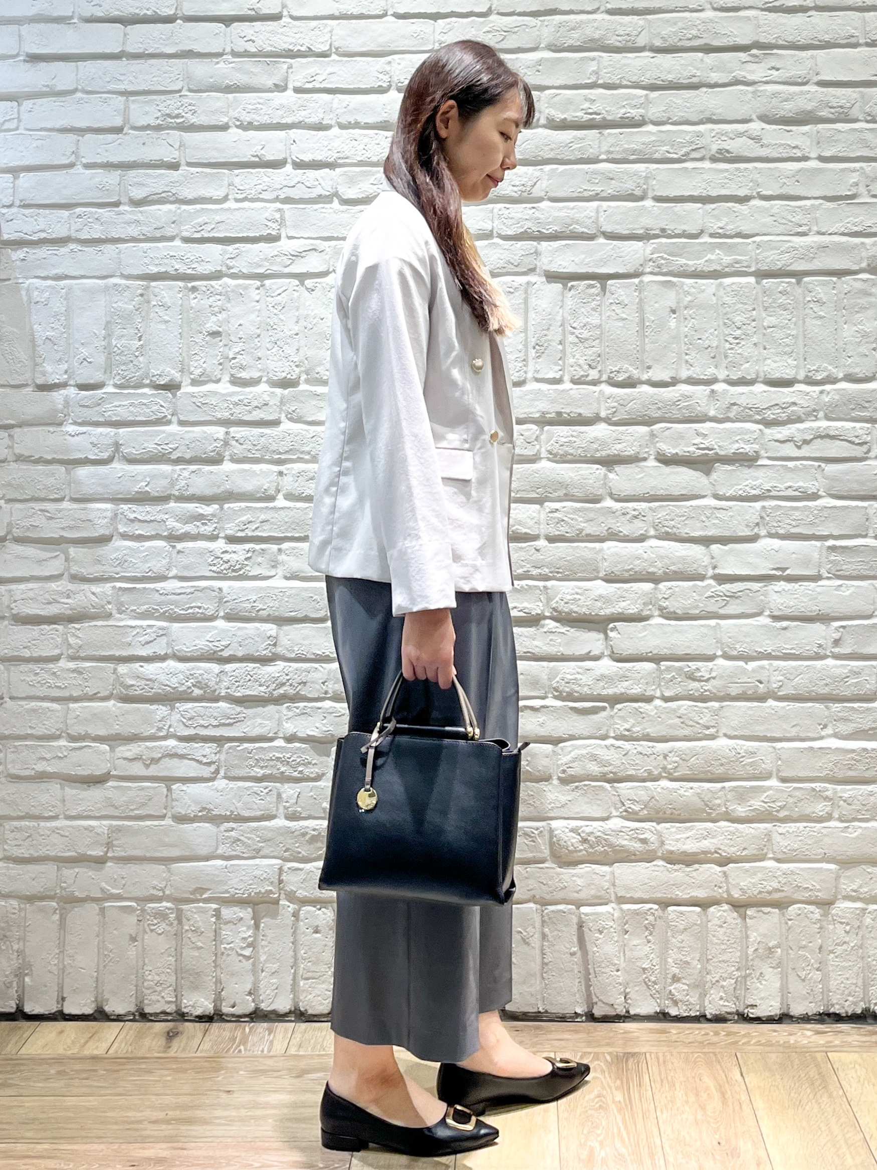 erinaさんの「index｜《再入荷》ダブルブレストテーラードジャケット【接触冷感／吸水速乾／イージーアイロン／防シワ／洗濯機O」を使ったコーディネート