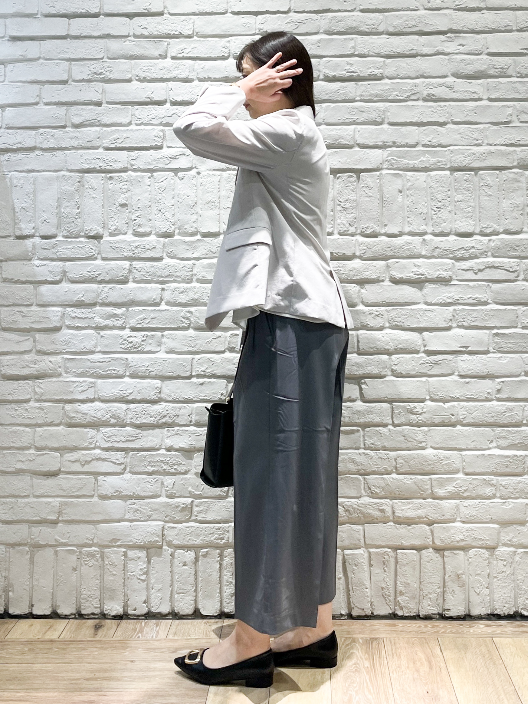 erinaさんの「index｜《再入荷》ダブルブレストテーラードジャケット【接触冷感／吸水速乾／イージーアイロン／防シワ／洗濯機O」を使ったコーディネート