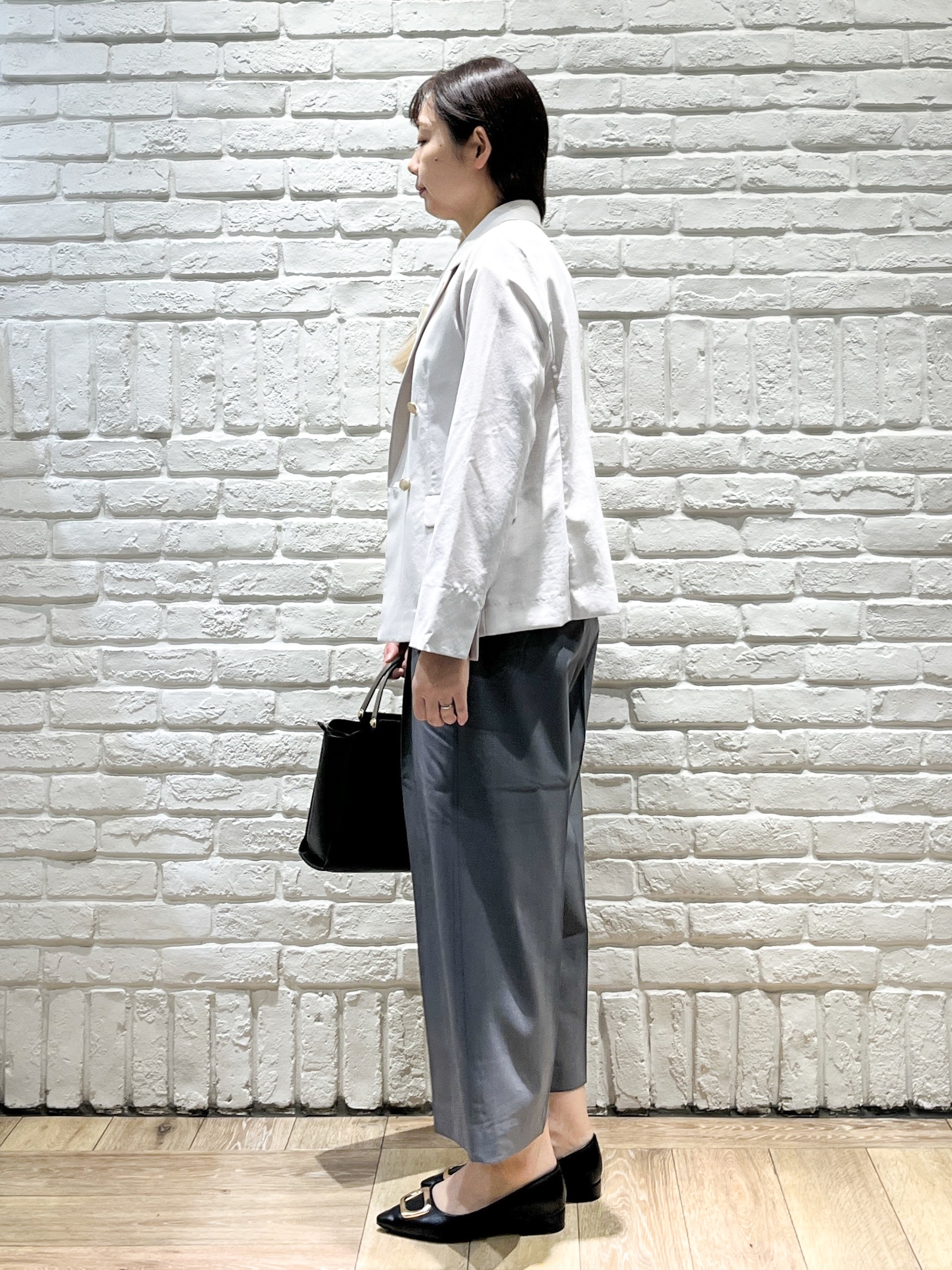 erinaさんの「index｜《再入荷》ダブルブレストテーラードジャケット【接触冷感／吸水速乾／イージーアイロン／防シワ／洗濯機O」を使ったコーディネート