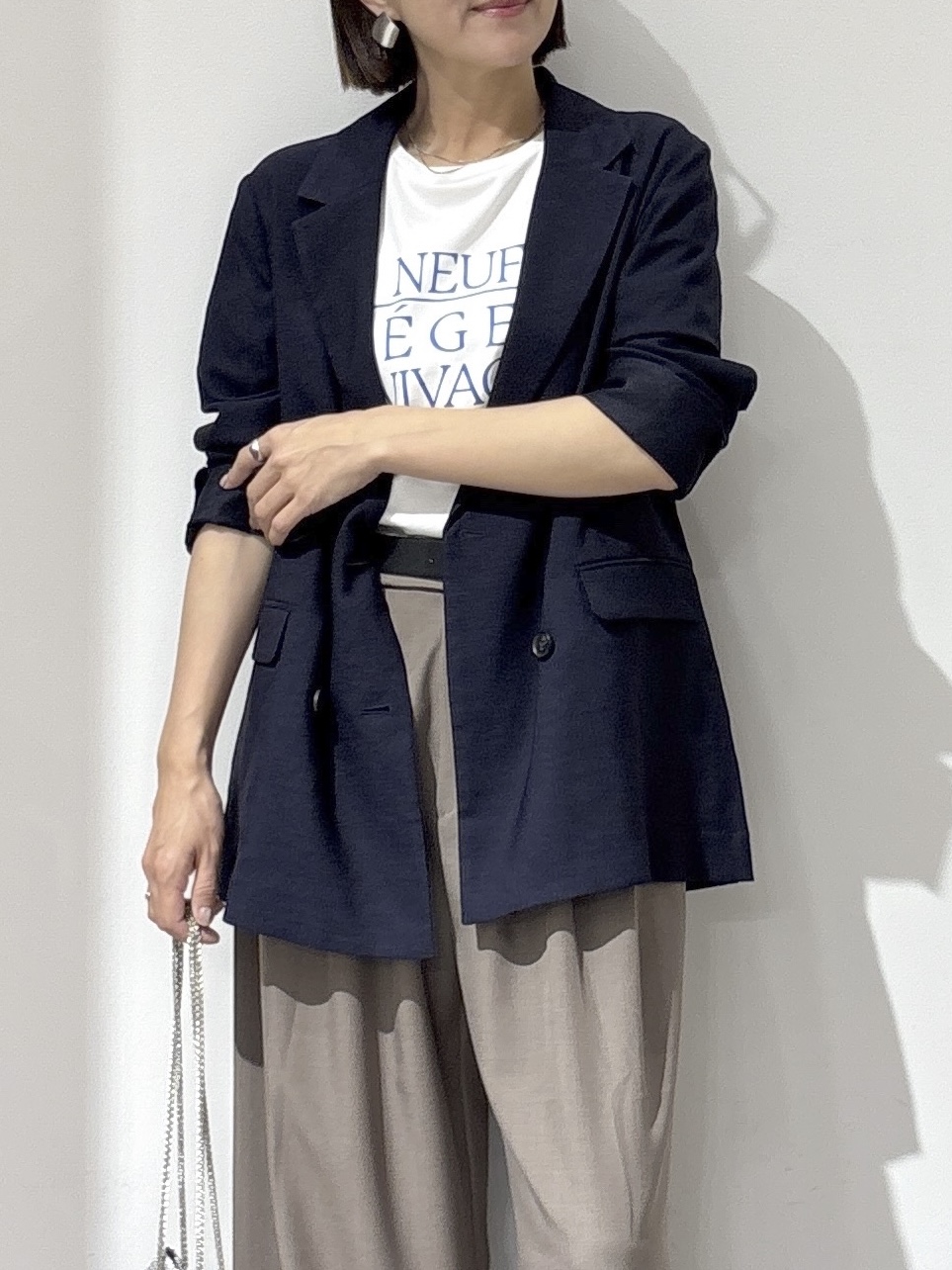 NAKAさんの「OPAQUE.CLIP｜【UV／接触冷感】ダブルブレストジャケット《防シワ加工／洗える》」を使ったコーディネート