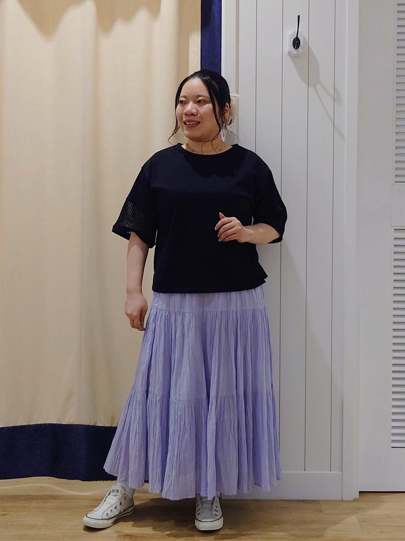 Haraさんの「Dessin｜【接触冷感】メッシュレーススリーブプルオーバー」を使ったコーディネート