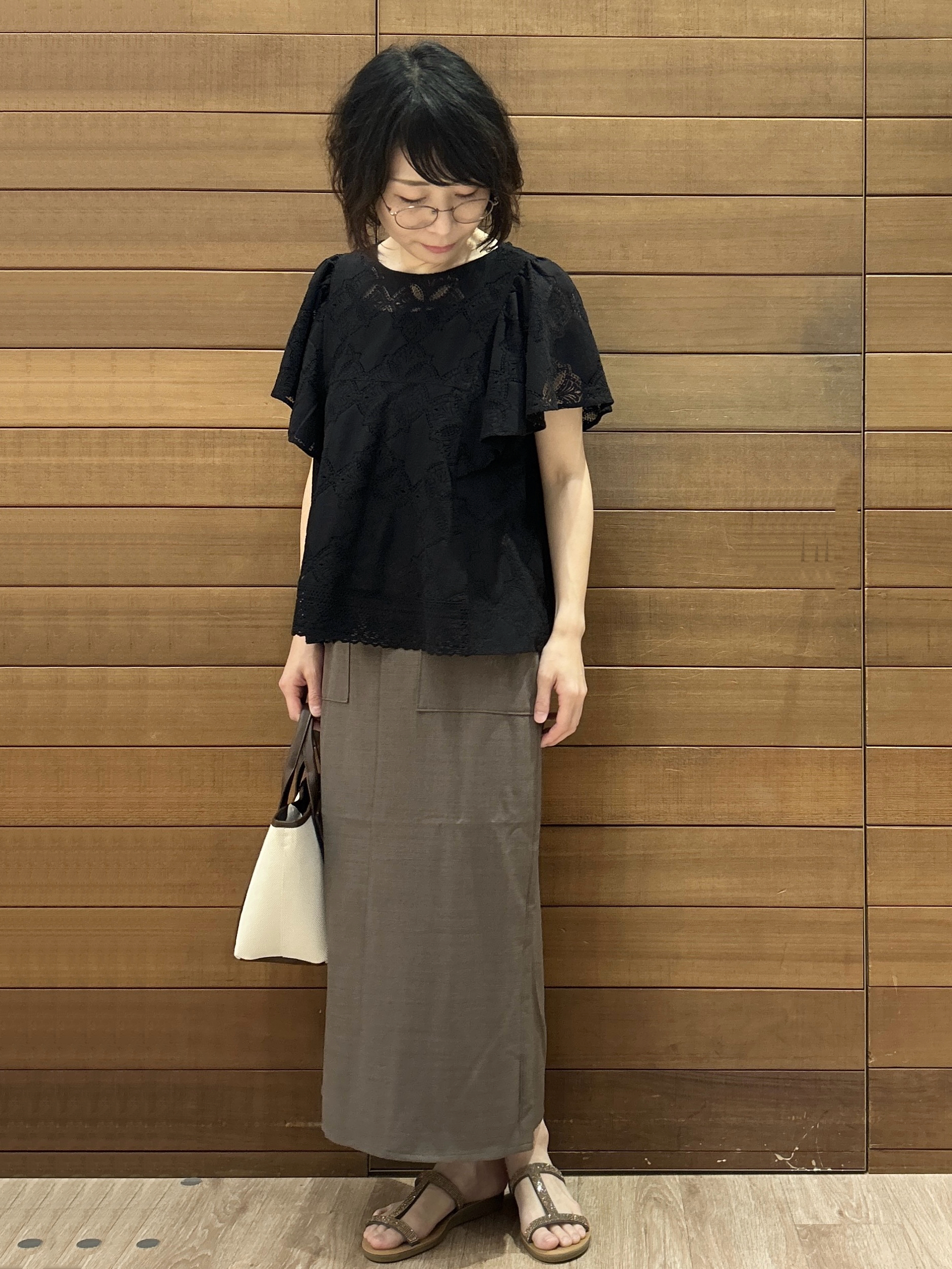 ゆうあさんの「OPAQUE.CLIP｜レースフレアスリーブブラウス【洗濯機OK】」を使ったコーディネート