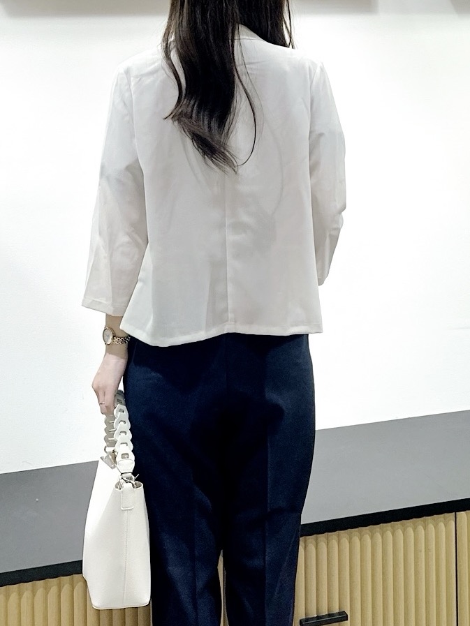 keito.iさんの「OPAQUE.CLIP｜【接触冷感／防シワ】ひんやり7分袖テーラードジャケット《洗濯機OK》」を使ったコーディネート