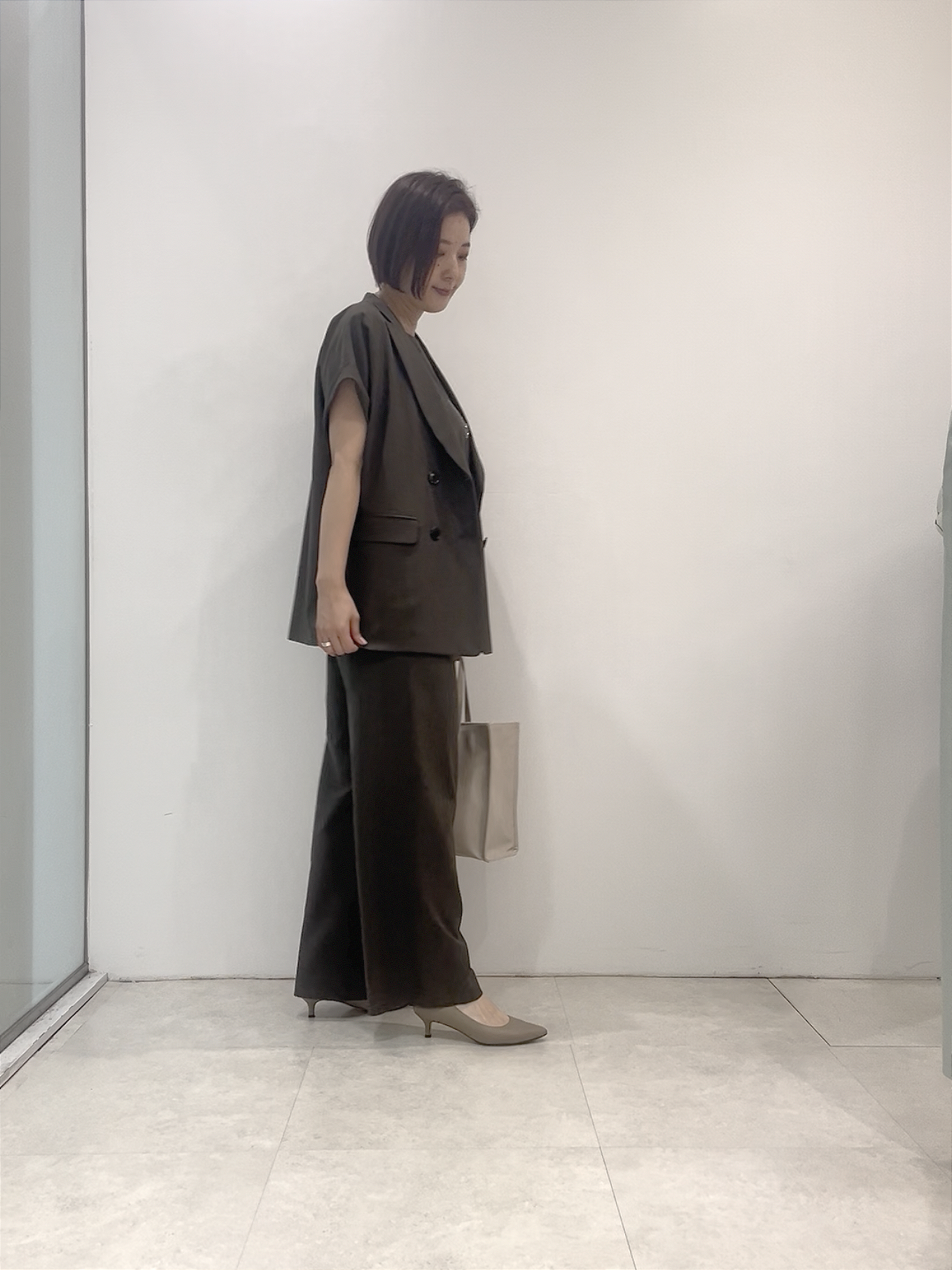 まどかさんの「UNTITLED｜【手洗い可／セットアップ可】こなれ半袖ジャケット」を使ったコーディネート
