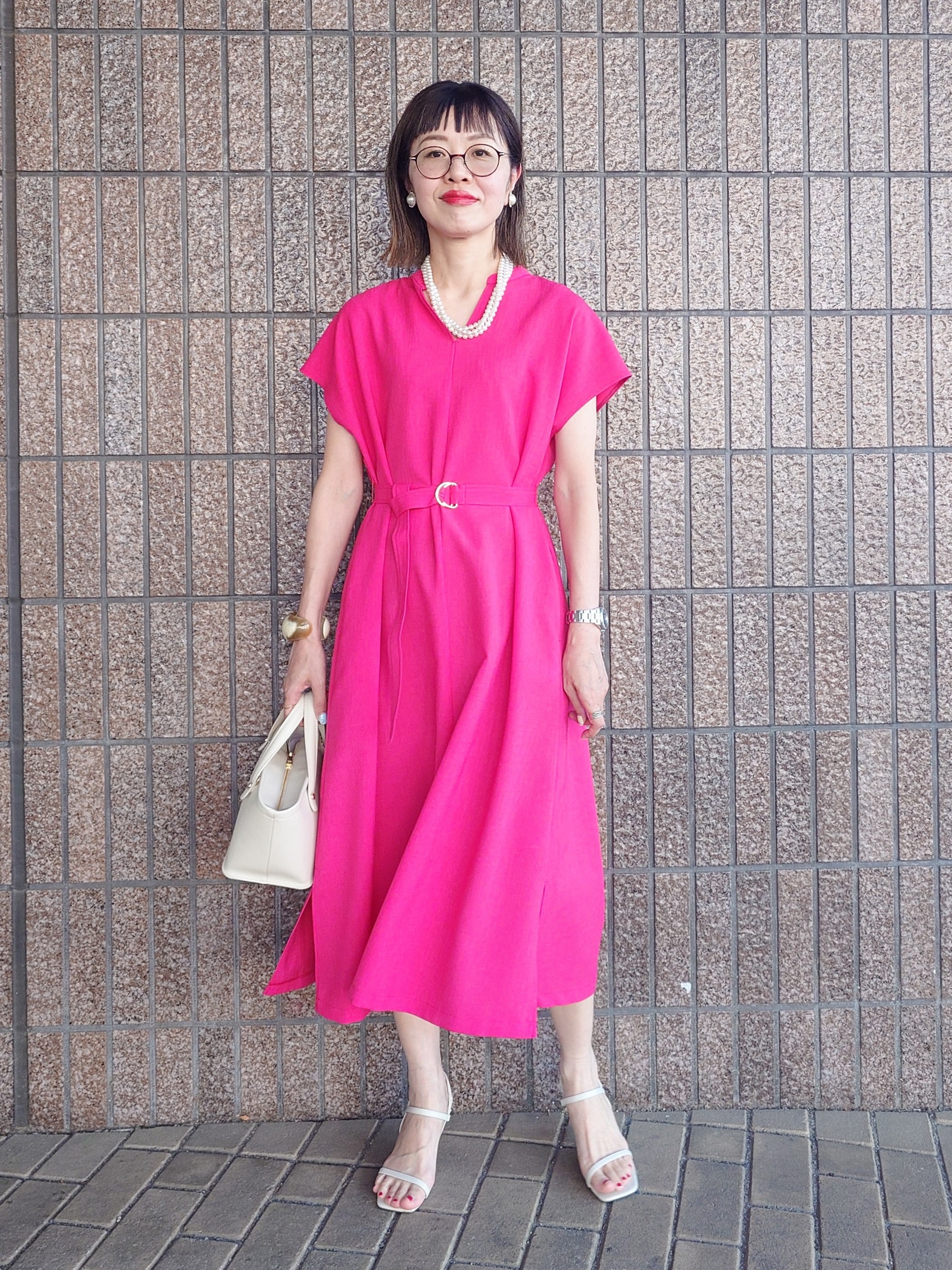 MUTSUKOさんの「UNTITLED｜【UV/接触冷感/遮熱/通気性】スラブバンドカラーワンピース」を使ったコーディネート