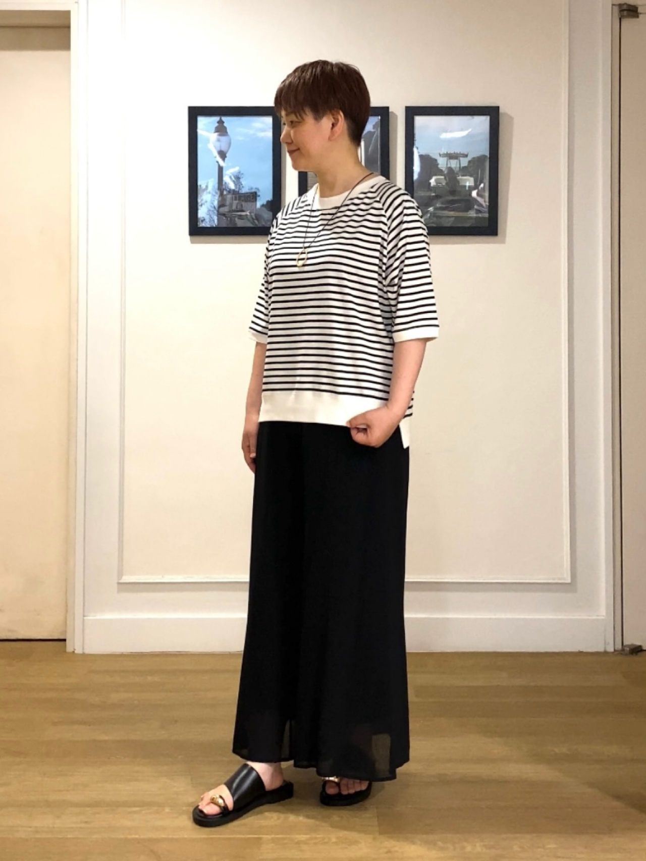 Hiroさんの「Dessin｜【UVカット/接触冷感】フォルムカットソー5分袖」を使ったコーディネート