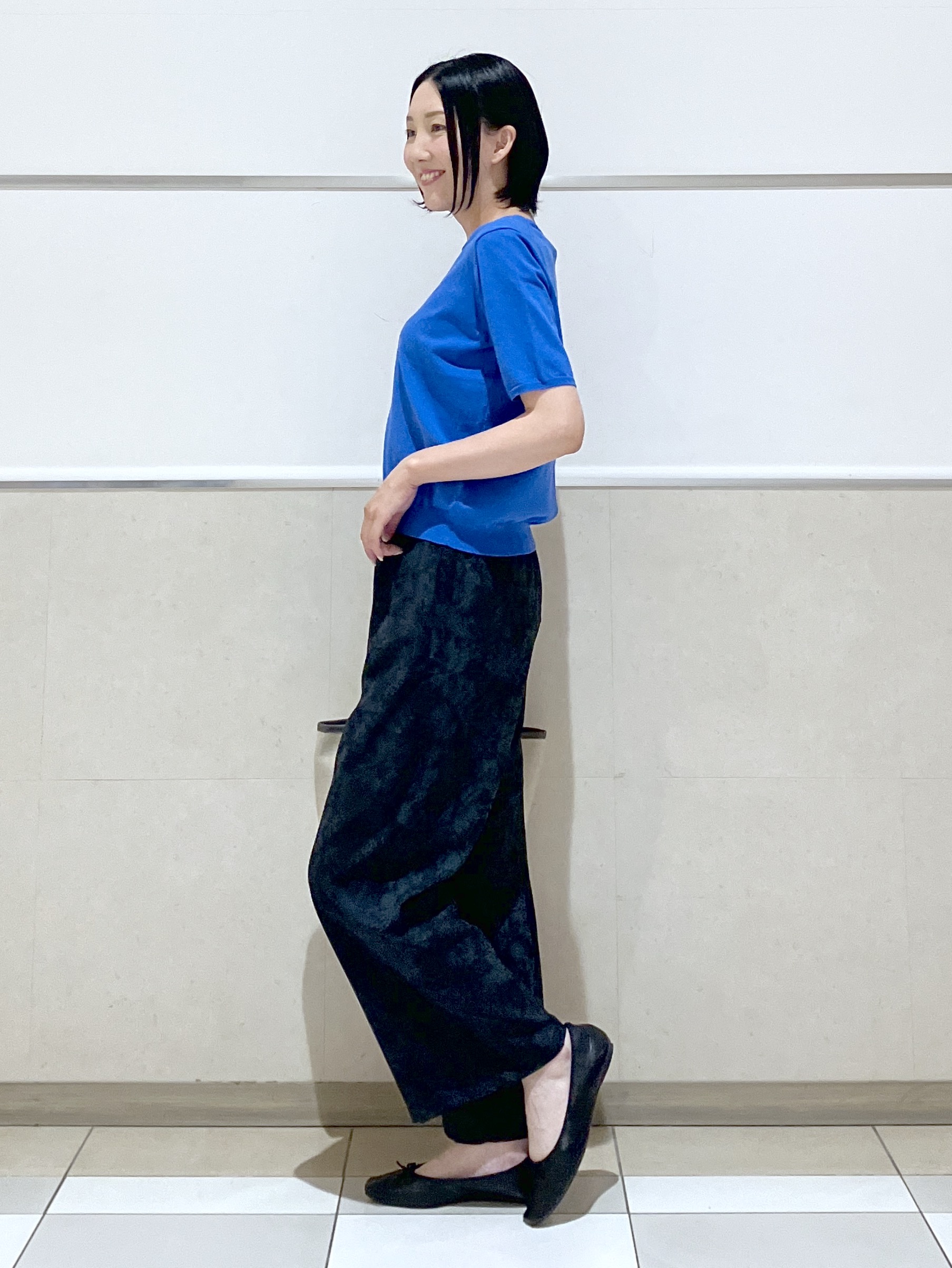 eriko さんの「Dessin｜【9色展開/接触冷感/UVカット】ドライタッチサマーニットT」を使ったコーディネート