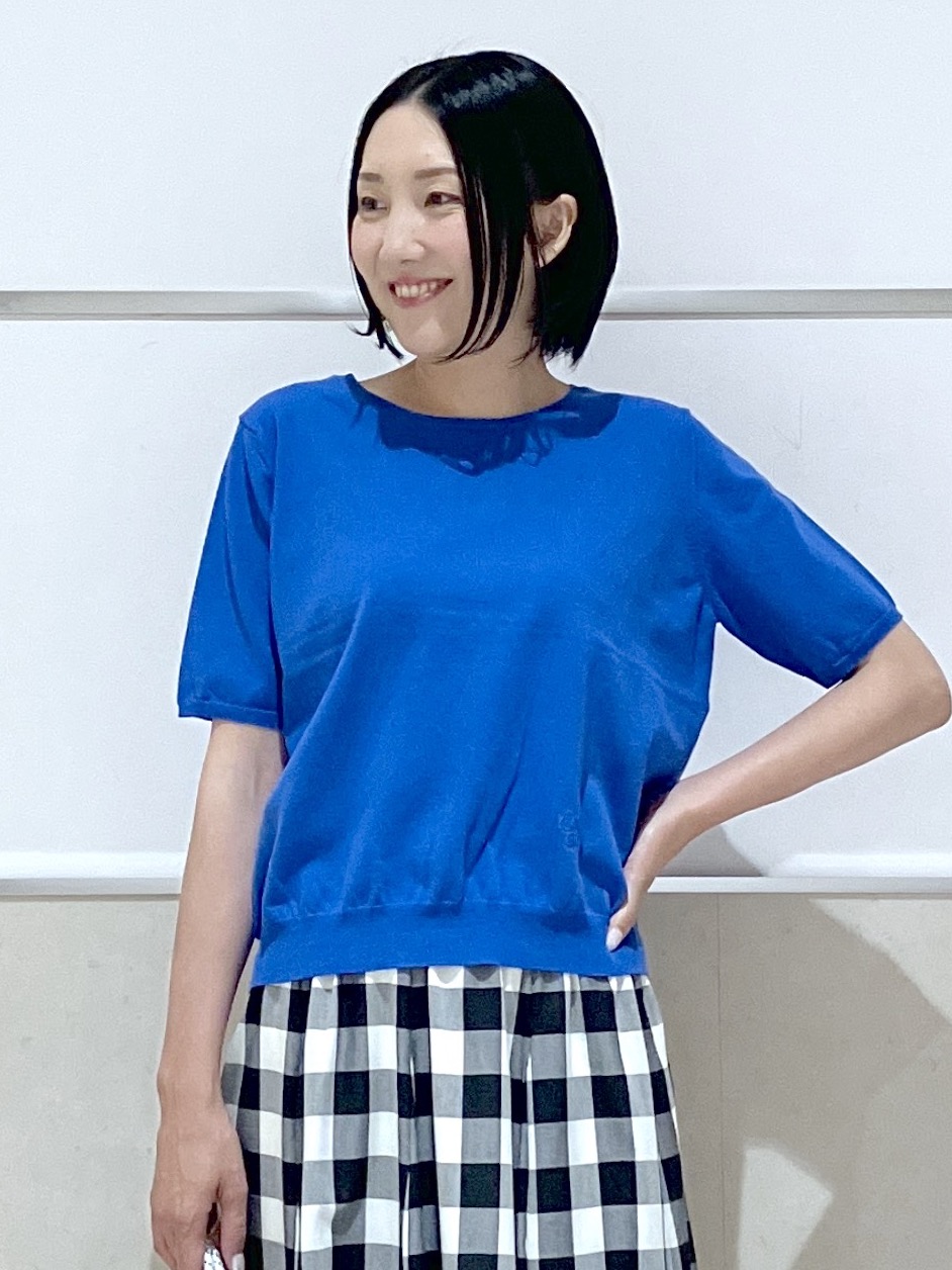 eriko さんの「Dessin｜【9色展開/接触冷感/UVカット】ドライタッチサマーニットT」を使ったコーディネート