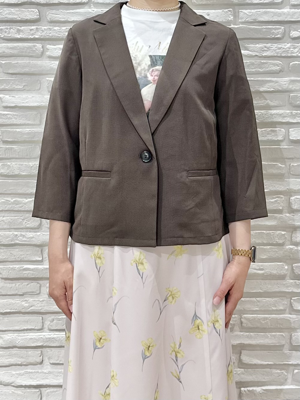 Hana...eさんの「index｜【接触冷感／防シワ】ひんやり7分袖テーラードジャケット《洗濯機OK》」を使ったコーディネート