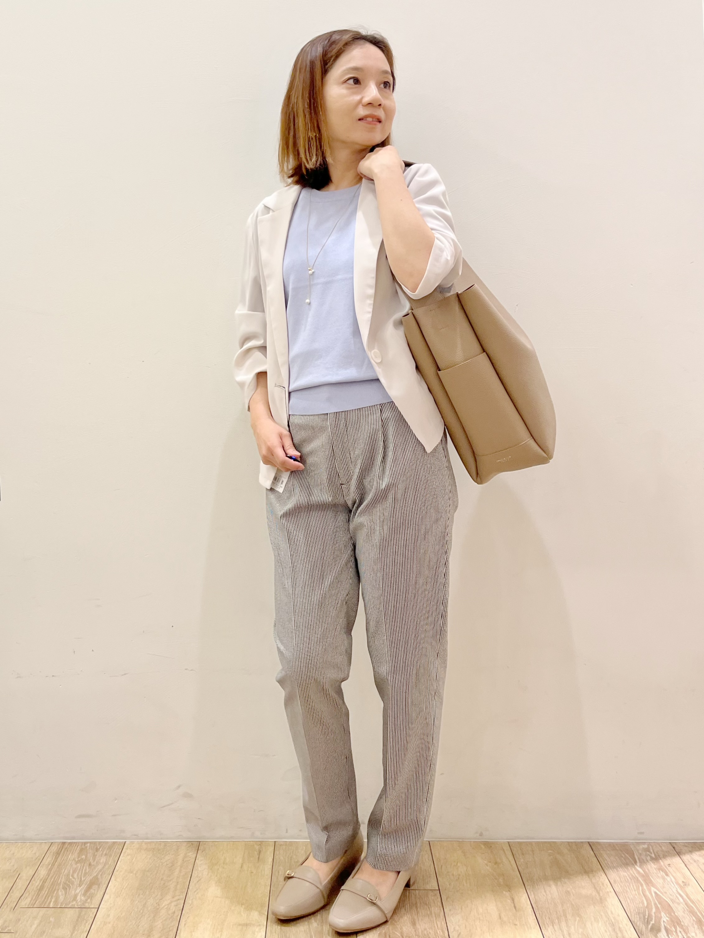 kcさんの「OPAQUE.CLIP｜【接触冷感／防シワ】ひんやり7分袖テーラードジャケット《洗濯機OK》」を使ったコーディネート