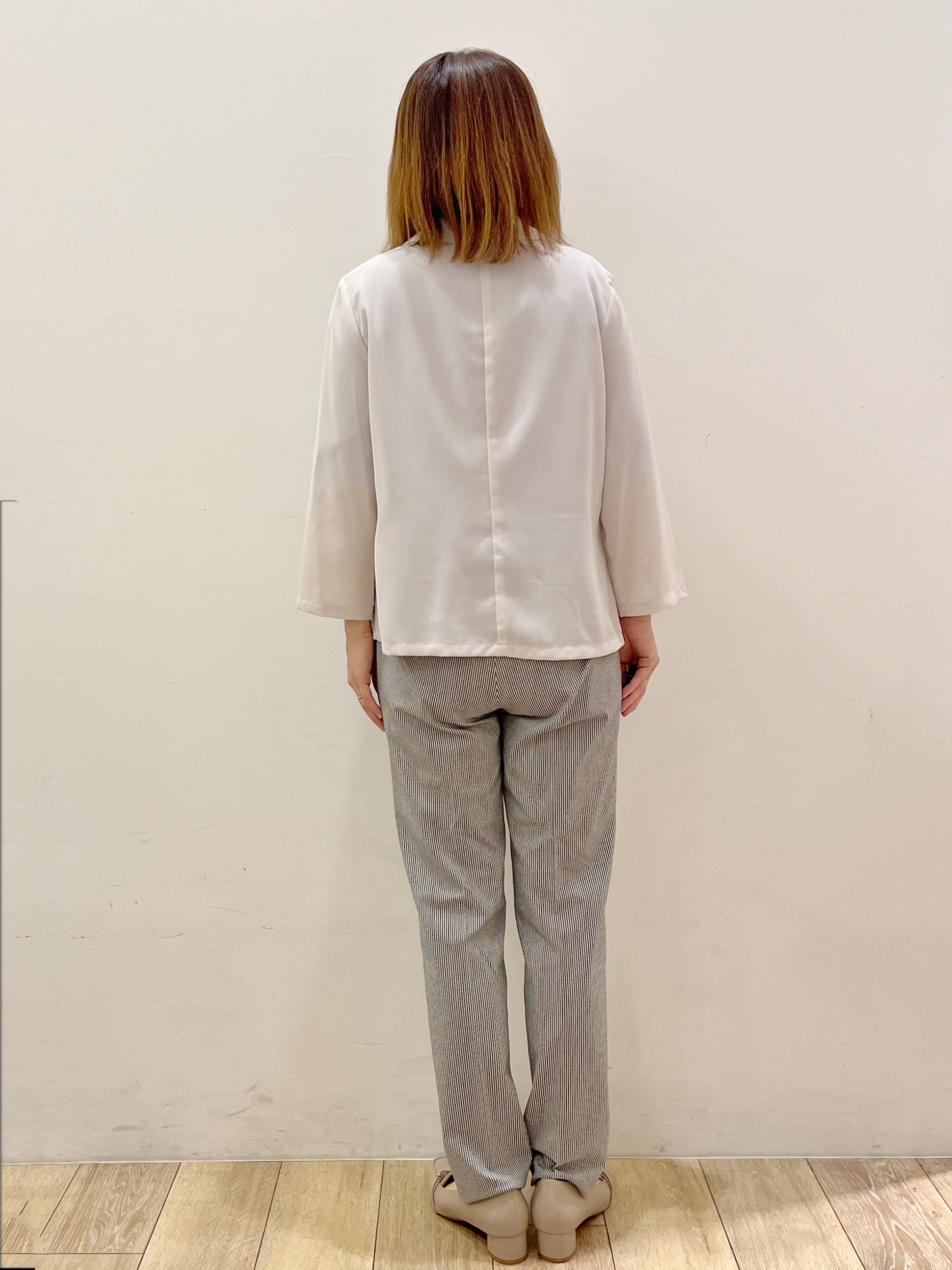 kcさんの「OPAQUE.CLIP｜【接触冷感／防シワ】ひんやり7分袖テーラードジャケット《洗濯機OK》」を使ったコーディネート