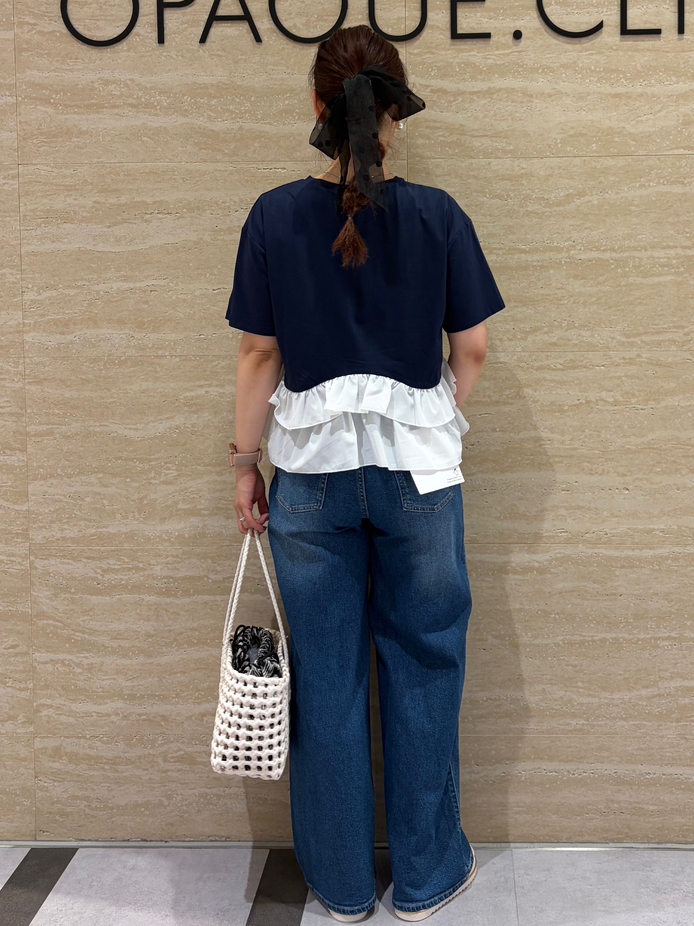 みやさんの「OPAQUE.CLIP｜裾フリルドッキングTシャツ【洗濯機OK】」を使ったコーディネート