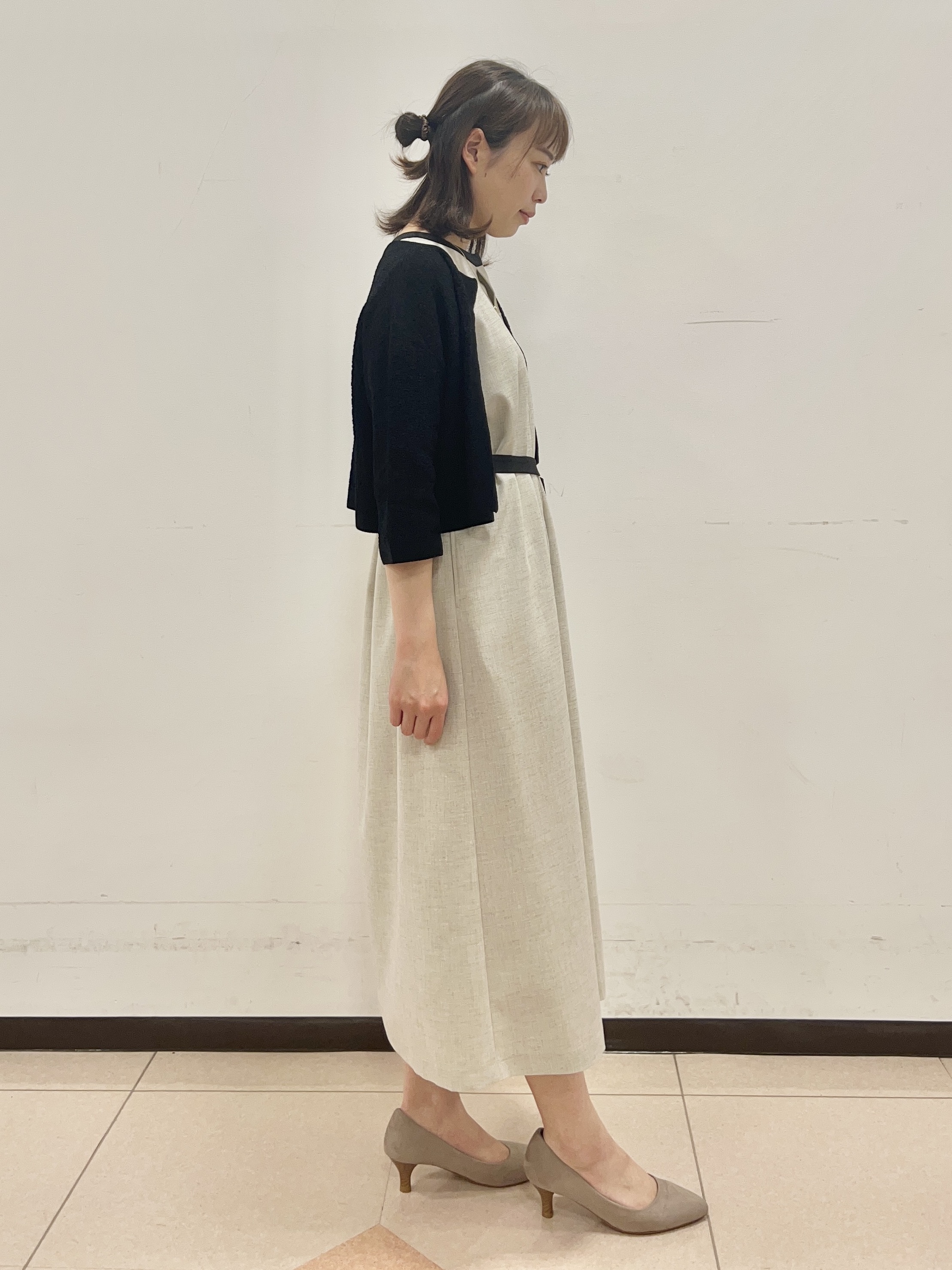りおさんの「UNTITLED｜【接触冷感/UVカット/イージーケア】配色ラインワンピース」を使ったコーディネート