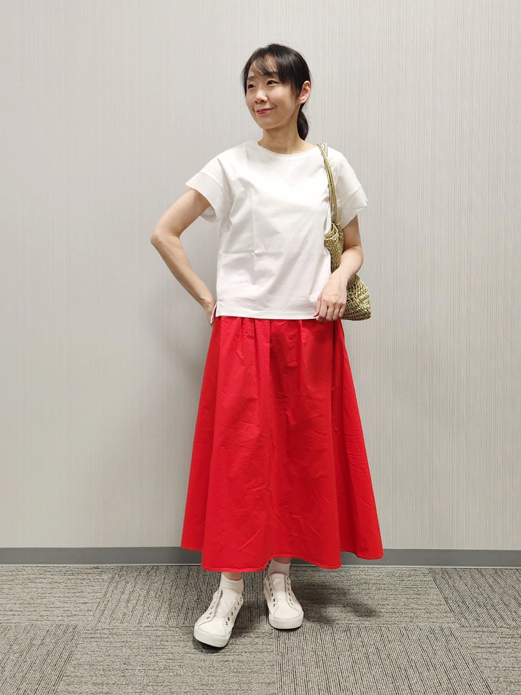 naraさんの「Dessin｜【UVカット/接触冷感】美光沢カットソー」を使ったコーディネート