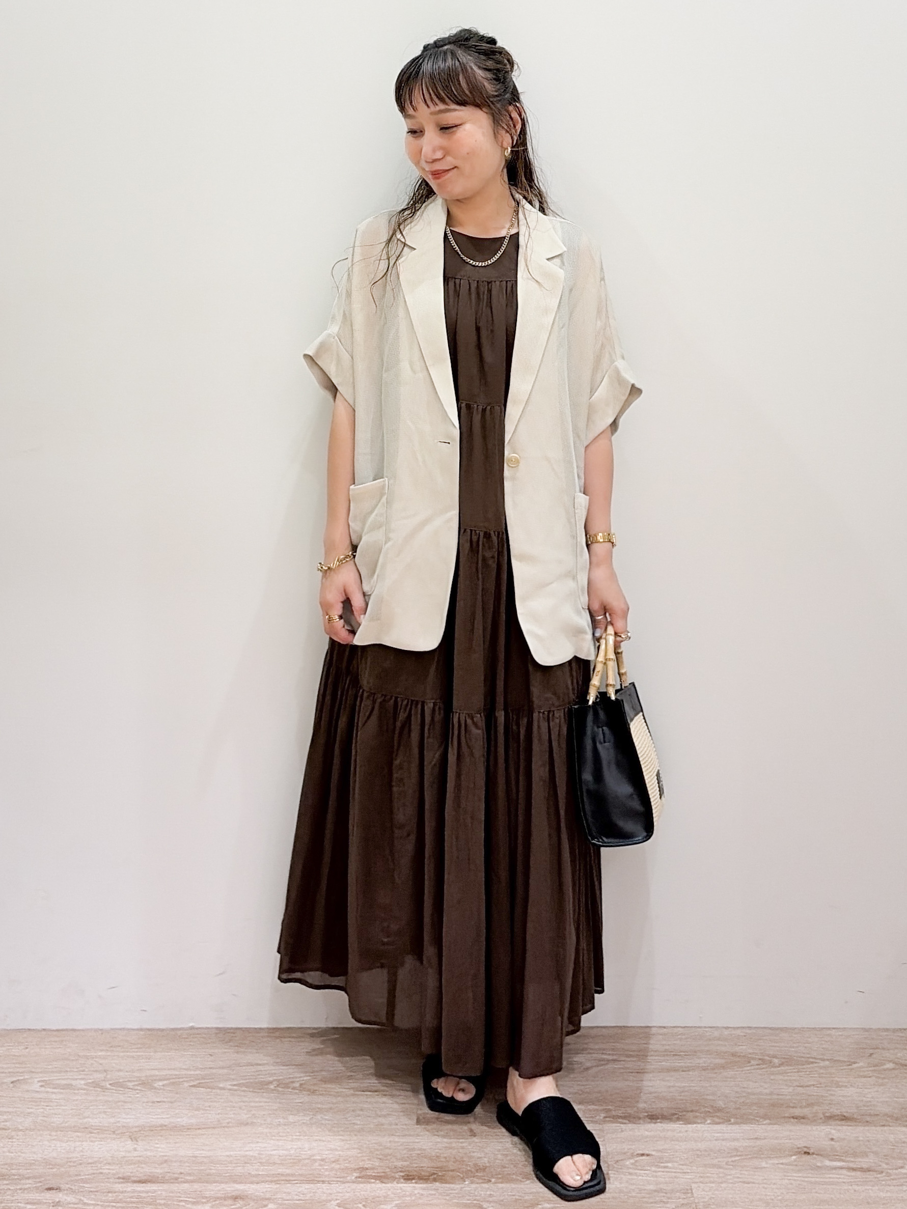 risayanさんの「OPAQUE.CLIP｜メッシュテーラードジャケット【洗濯機OK】」を使ったコーディネート