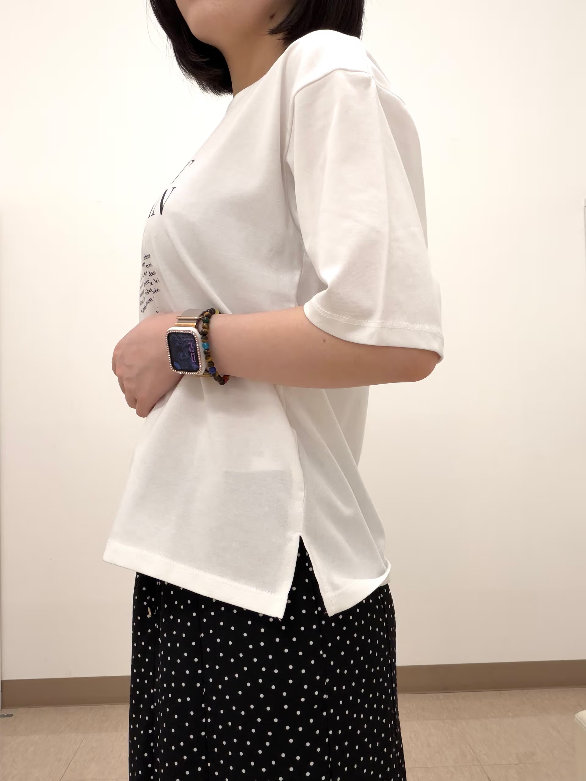 さあやさんの「grove｜【UVカット/接触冷感】プリントアソート5分袖Tシャツ」を使ったコーディネート