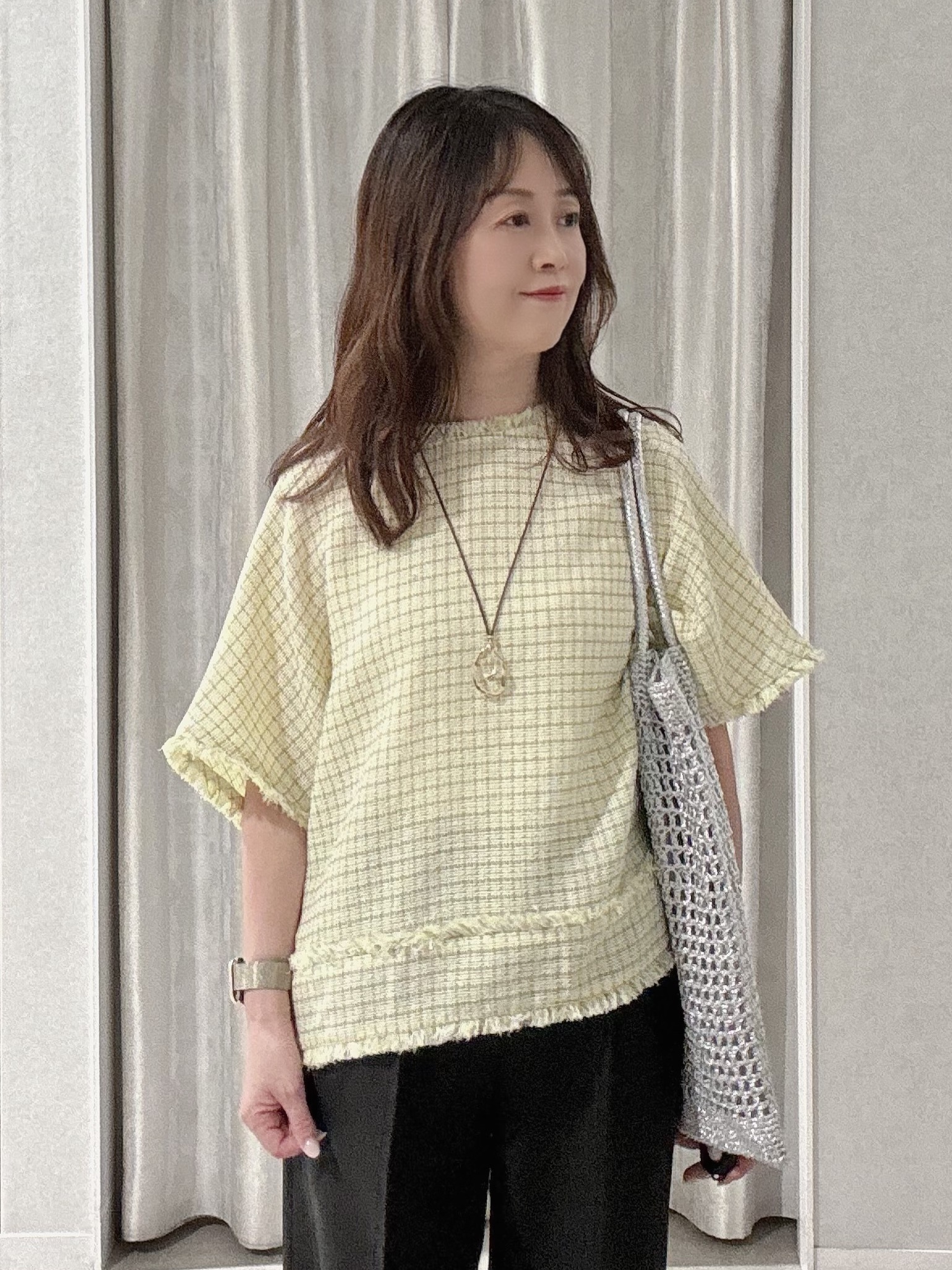 makiさんの「UNTITLED｜◆ファンシーツイードブラウス」を使ったコーディネート