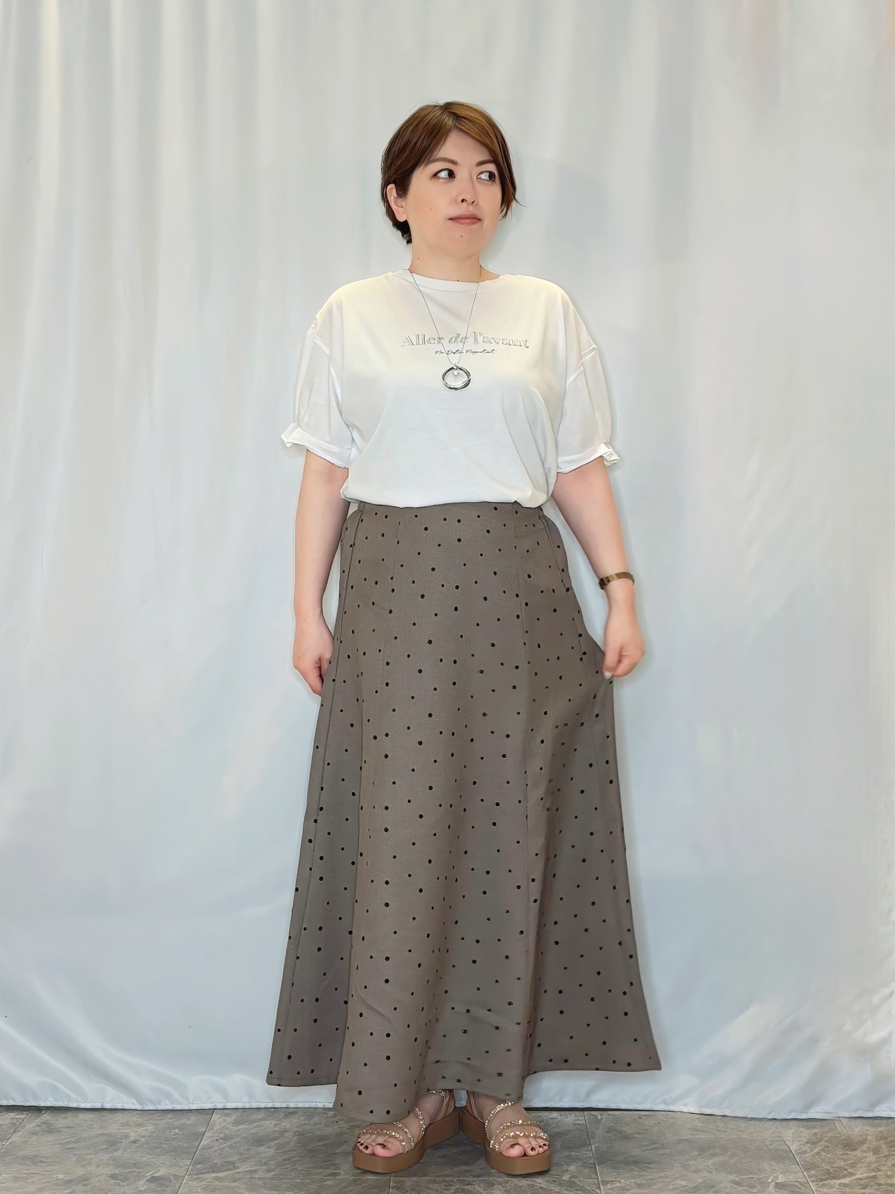 たみさんの「SHOO･LA･RUE｜【洗濯機可/S-LL】オンにもオフにも マルチに使えるボタンレスカーディガン」を使ったコーディネート