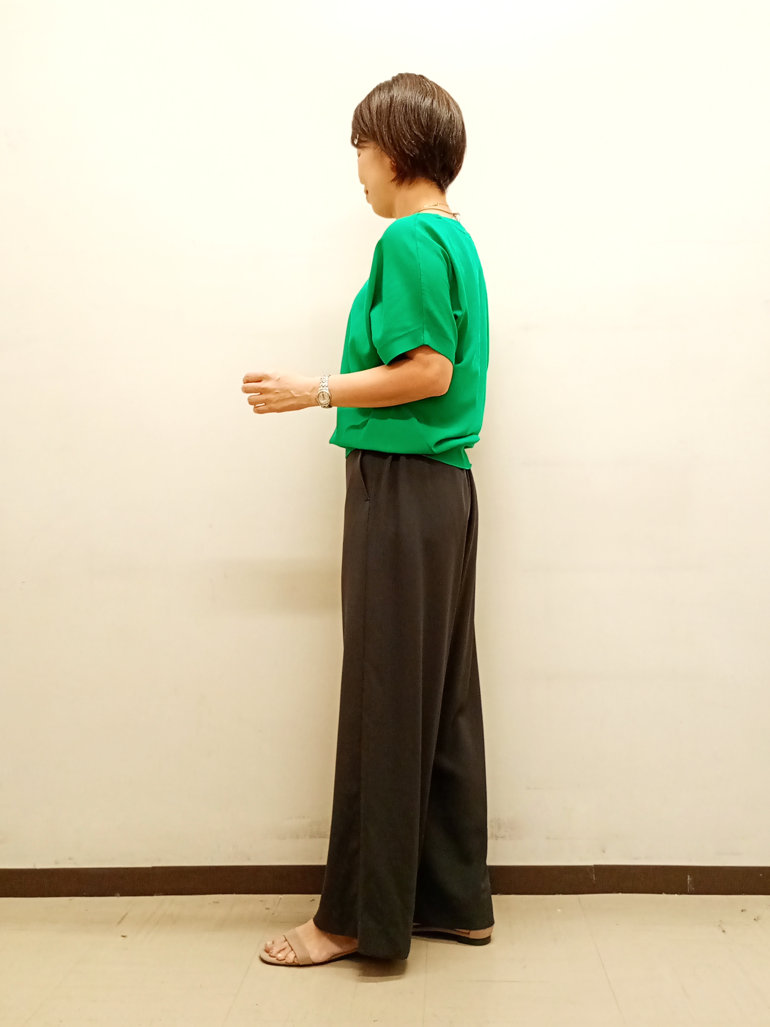 Kさんの「INDIVI｜【洗える／コットン】ドライタッチさらりニットT」を使ったコーディネート