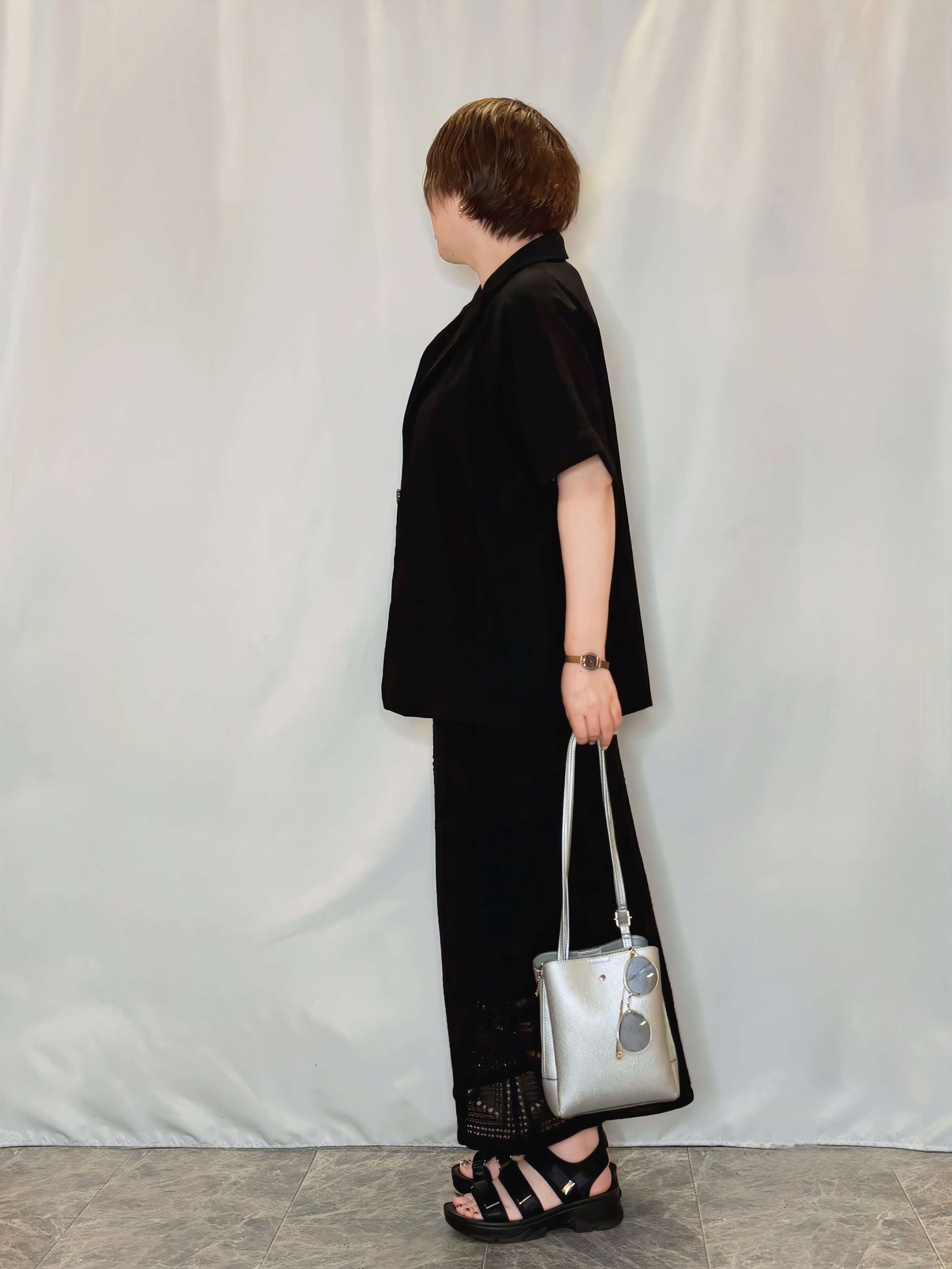 たみさんの「SHOO･LA･RUE｜【高レビュー/洗濯機可/セットアップ可】軽凛(かろりん) 半袖ジャケット」を使ったコーディネート