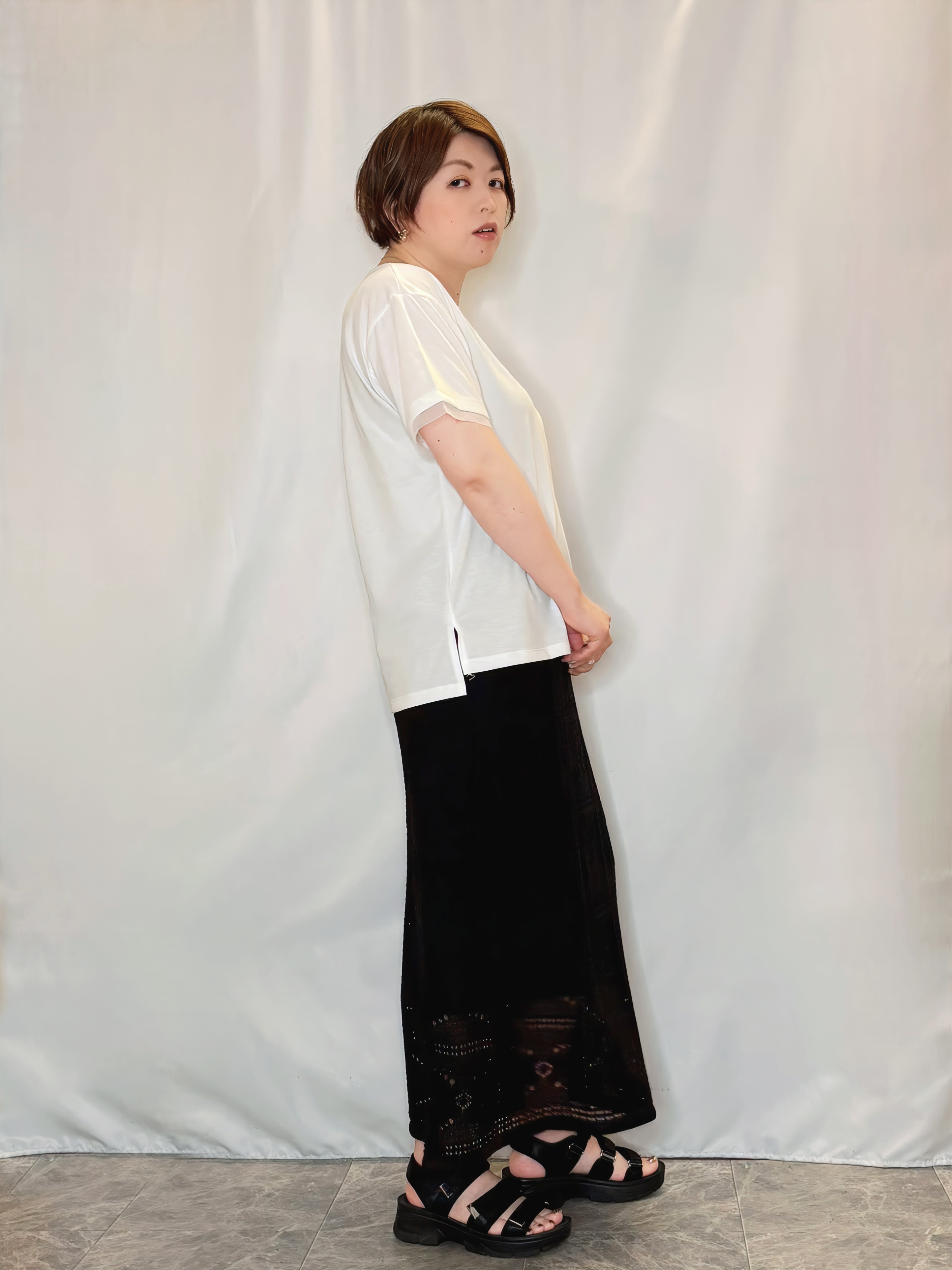 たみさんの「SHOO･LA･RUE｜【高レビュー/洗濯機可/セットアップ可】軽凛(かろりん) 半袖ジャケット」を使ったコーディネート