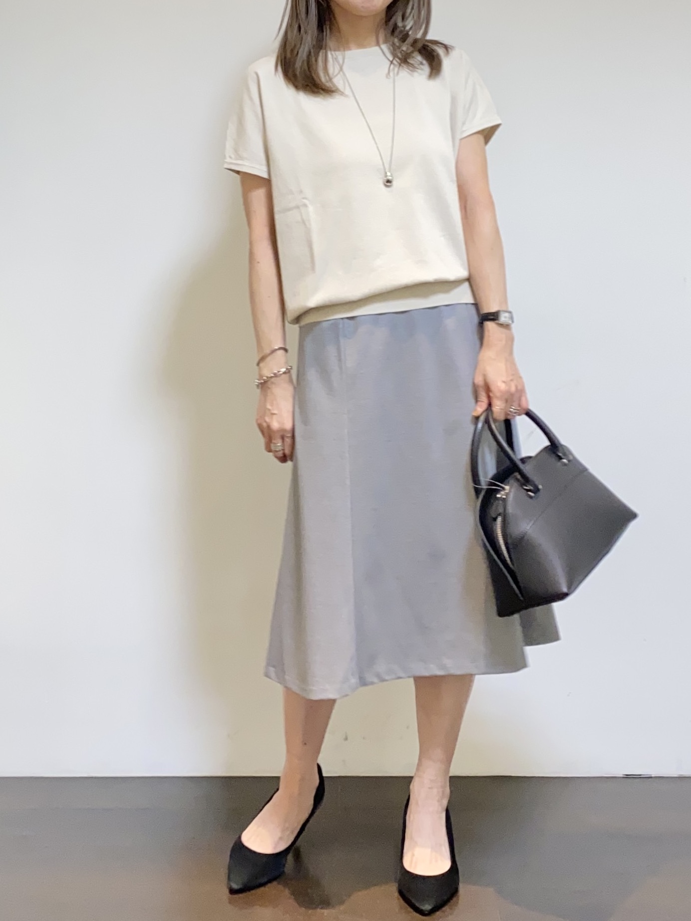 tomoさんの「UNTITLED｜【9色展開/アンサンブル可/洗える】コットンベーシックニット」を使ったコーディネート