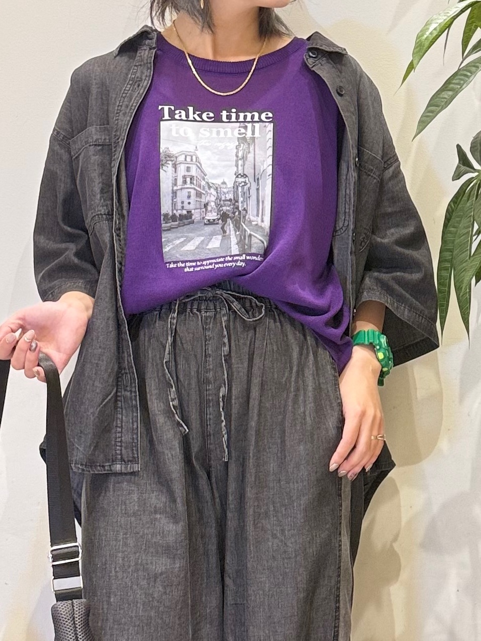 misakiさんの「SHOO･LA･RUE｜【セットアップ可/S-LL】ライトオンスデニム 5分袖シャツ」を使ったコーディネート