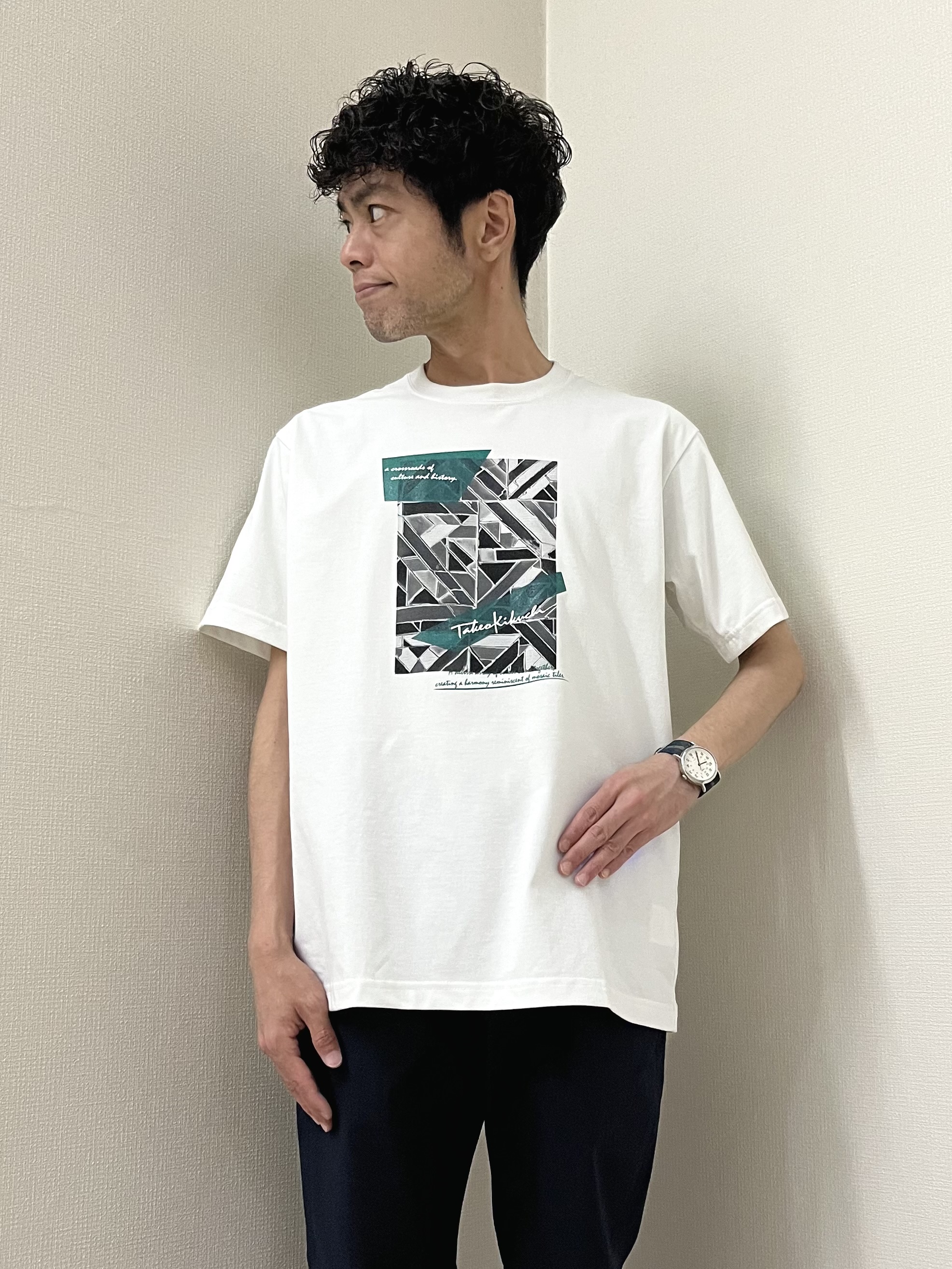 URAさんの「TAKEO KIKUCHI｜【接触冷感】ハイブリッド リネン 七分袖シャツ」を使ったコーディネート