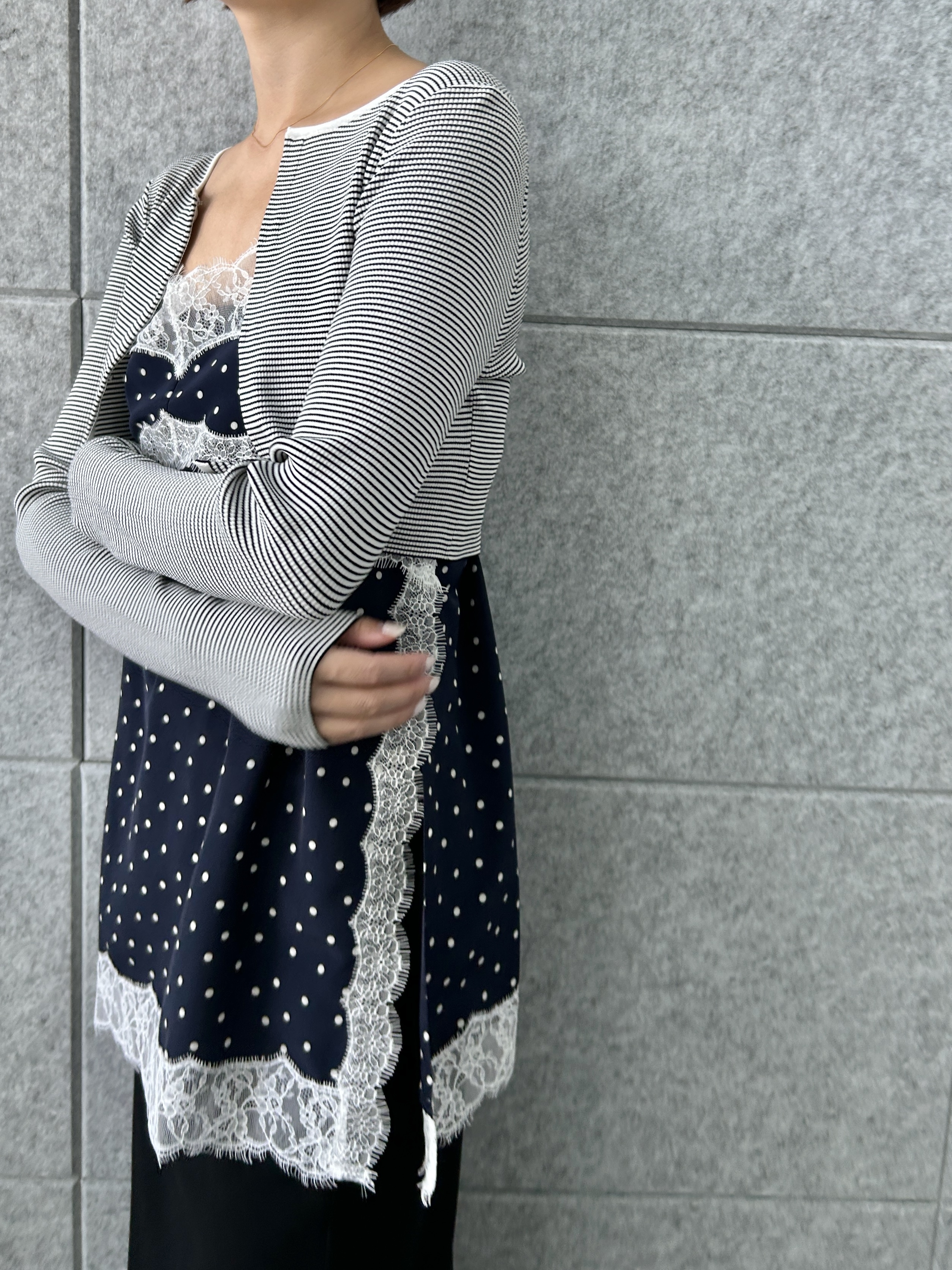 harunaさんの「CODE A｜dot lingerie lace cami」を使ったコーディネート
