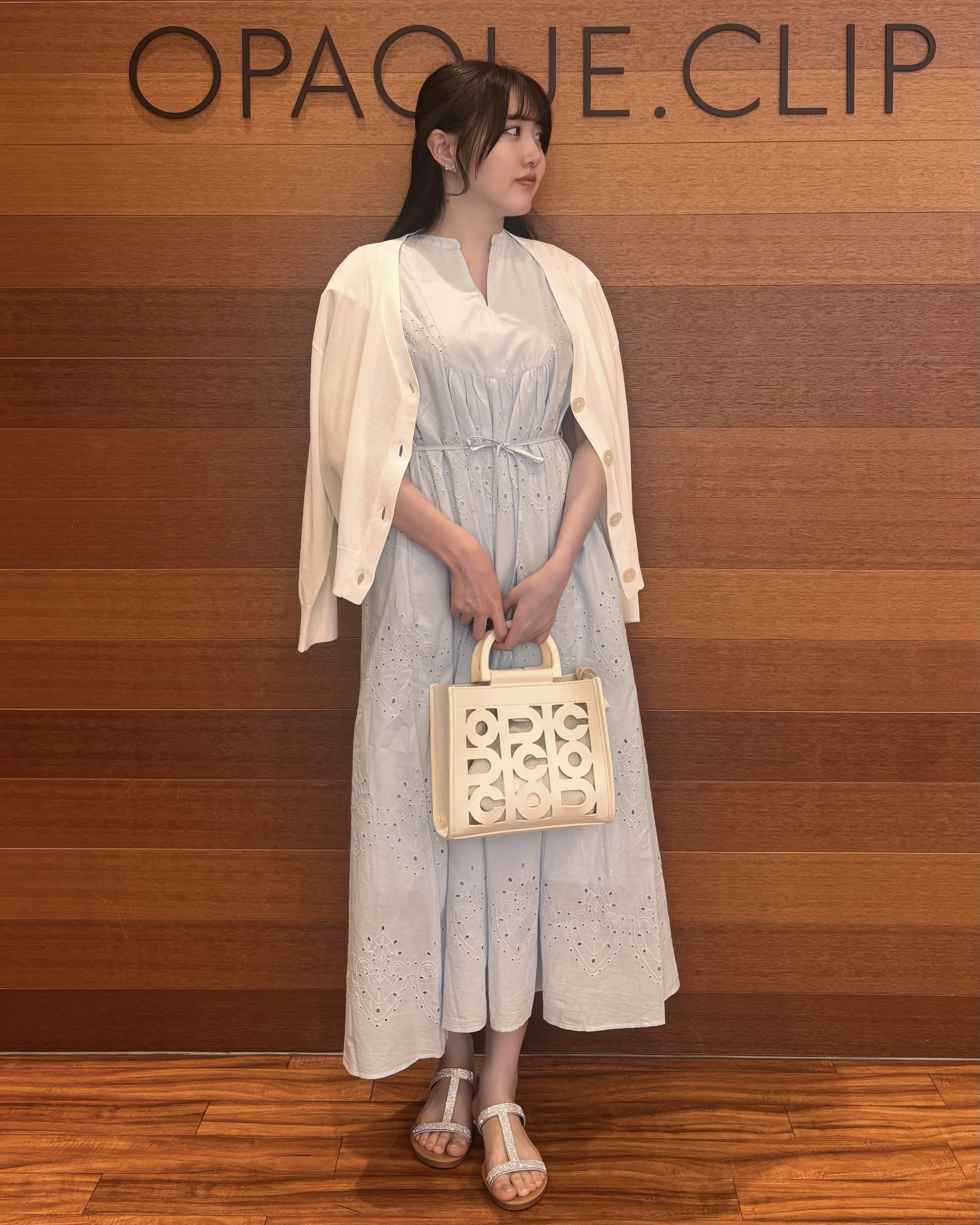 わかなさんの「OPAQUE.CLIP｜アイレットレース刺繍ワンピース【洗える】」を使ったコーディネート