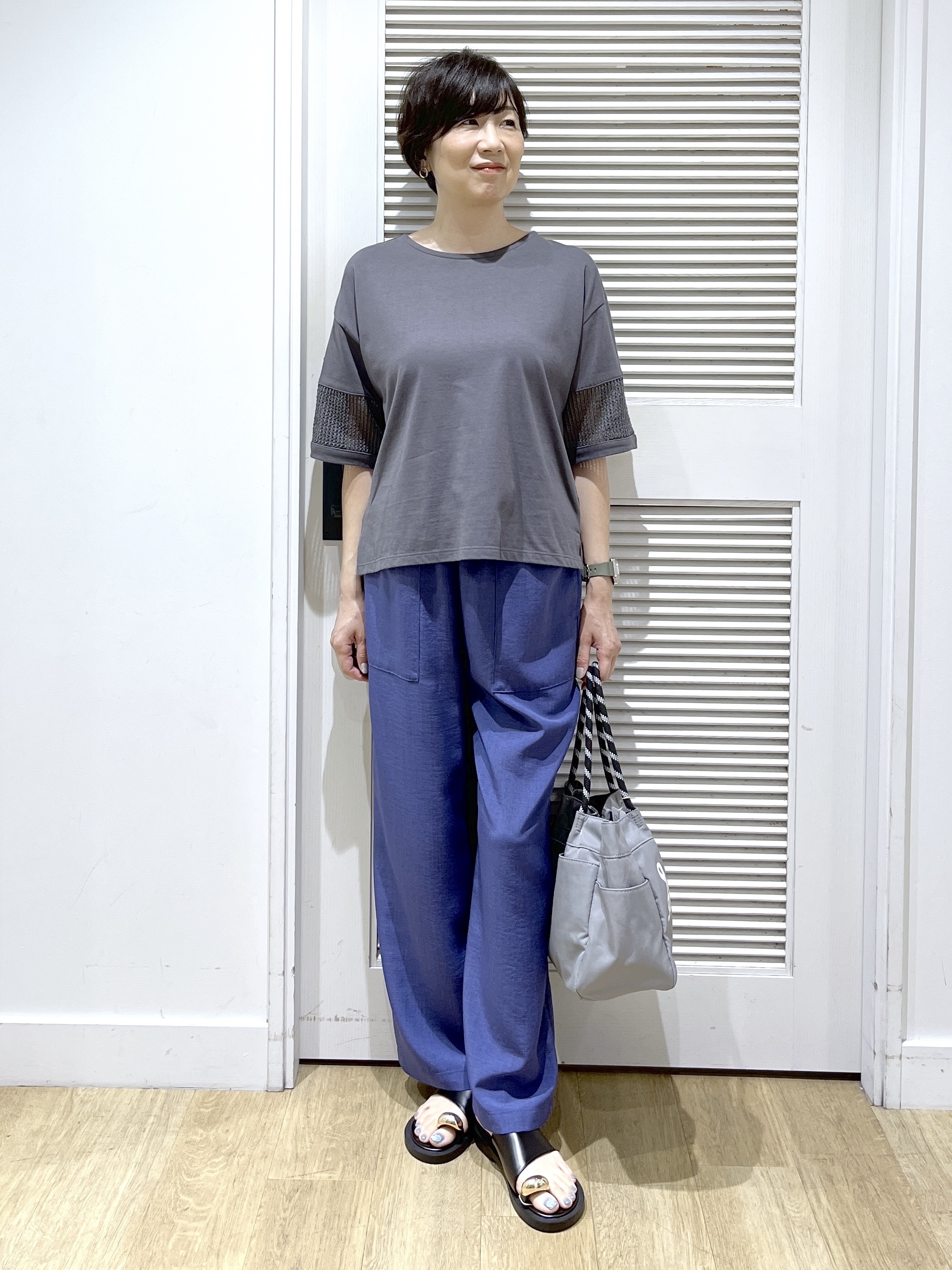 Miyazakiさんの「Dessin｜【接触冷感】メッシュレーススリーブプルオーバー」を使ったコーディネート
