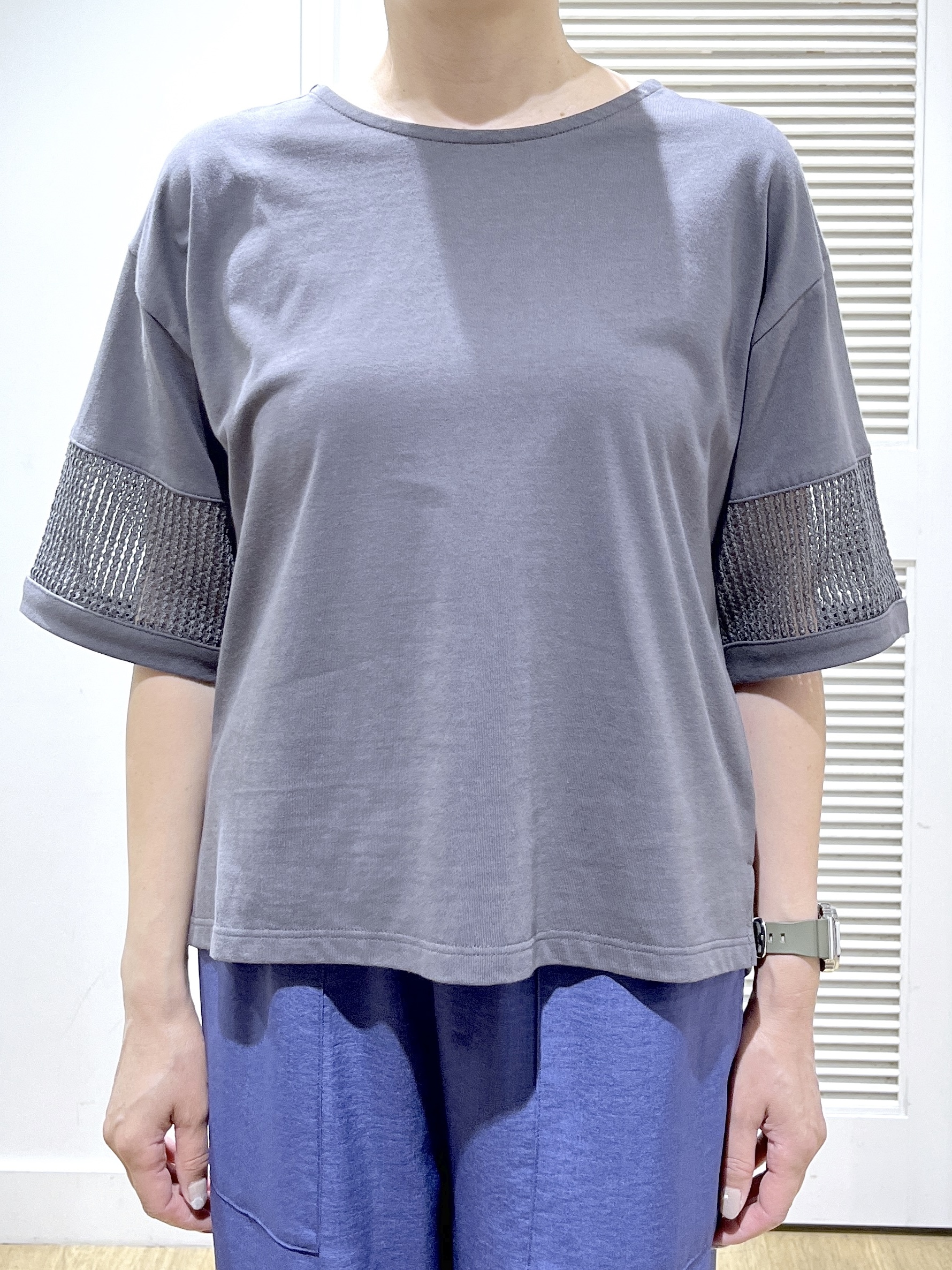 Miyazakiさんの「Dessin｜【接触冷感】メッシュレーススリーブプルオーバー」を使ったコーディネート