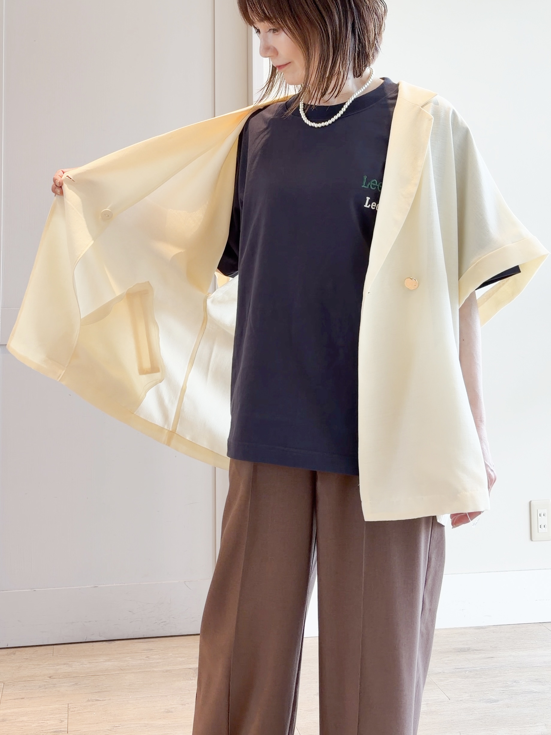 yamakoさんの「grove｜【洗濯機OK/SETUP可】シワになりにくいハーフスリーブジャケット」を使ったコーディネート
