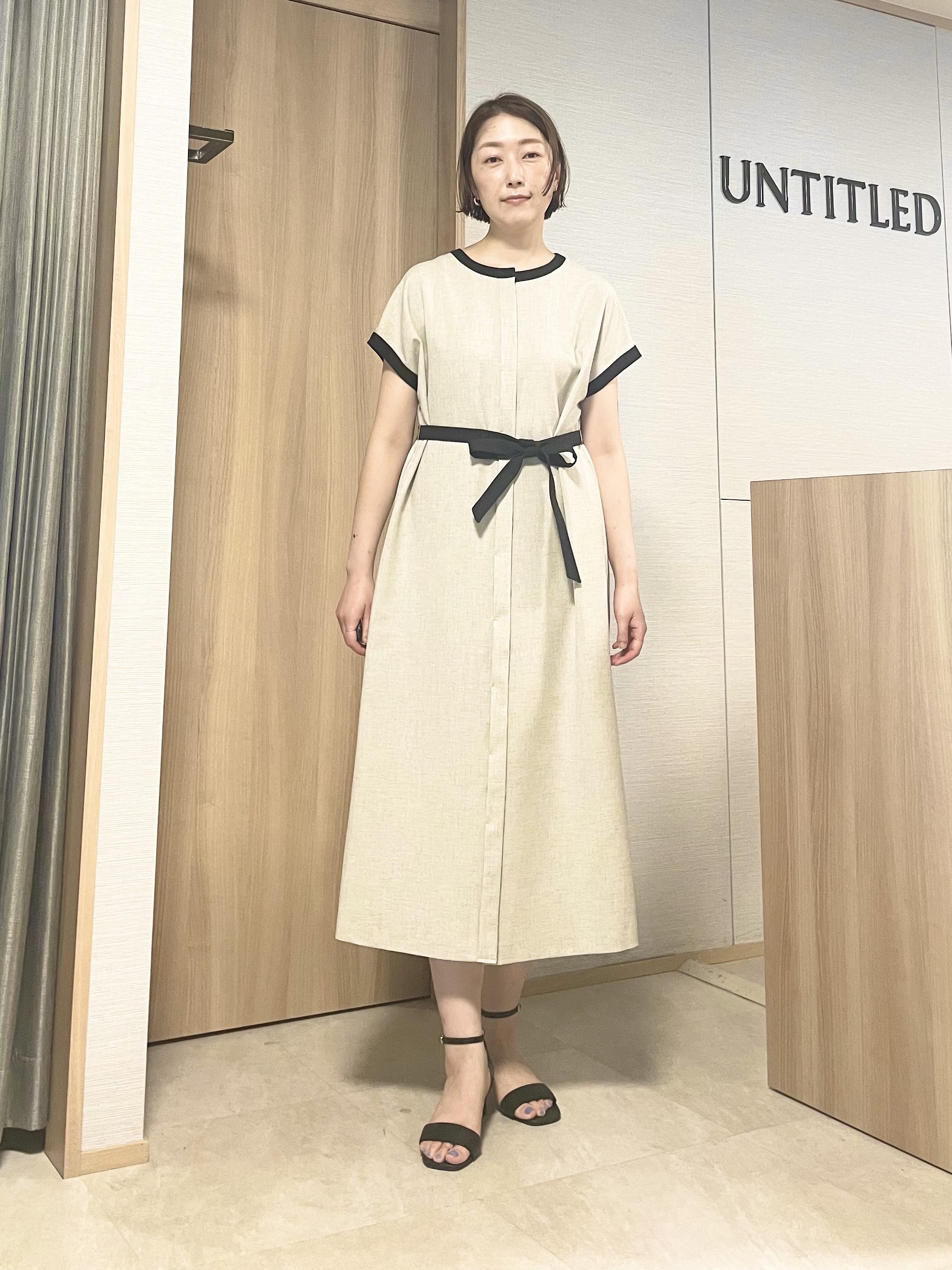 aliceさんの「UNTITLED｜【接触冷感/UVカット/イージーケア】配色ラインワンピース」を使ったコーディネート