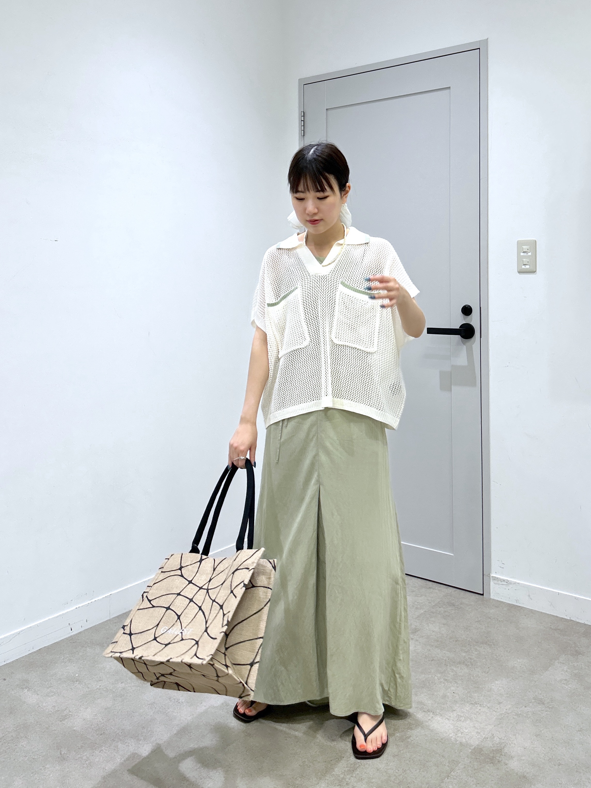 Renoさんの「INDIVI｜メッシュポロドルマンニット」を使ったコーディネート