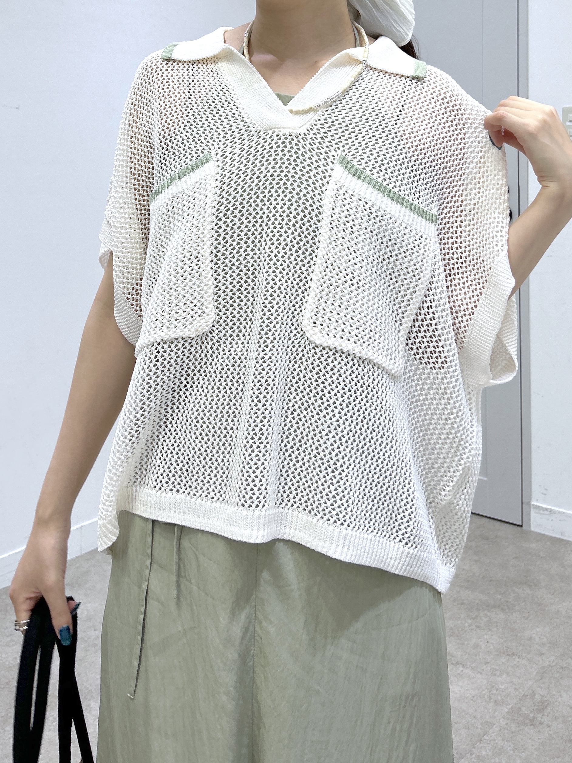 Renoさんの「INDIVI｜メッシュポロドルマンニット」を使ったコーディネート