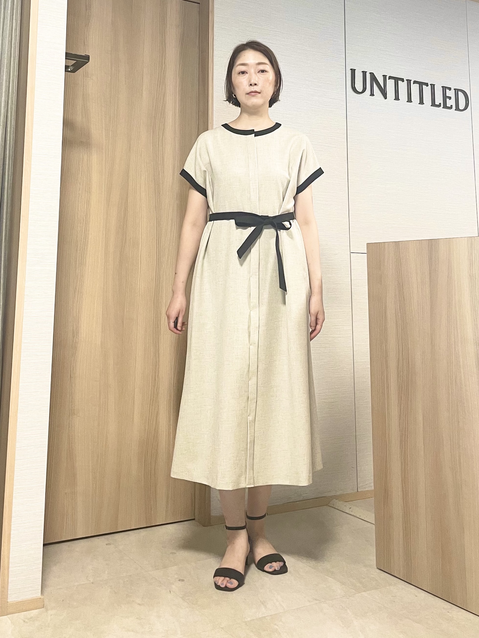aliceさんの「UNTITLED｜【接触冷感/UVカット/イージーケア】配色ラインワンピース」を使ったコーディネート