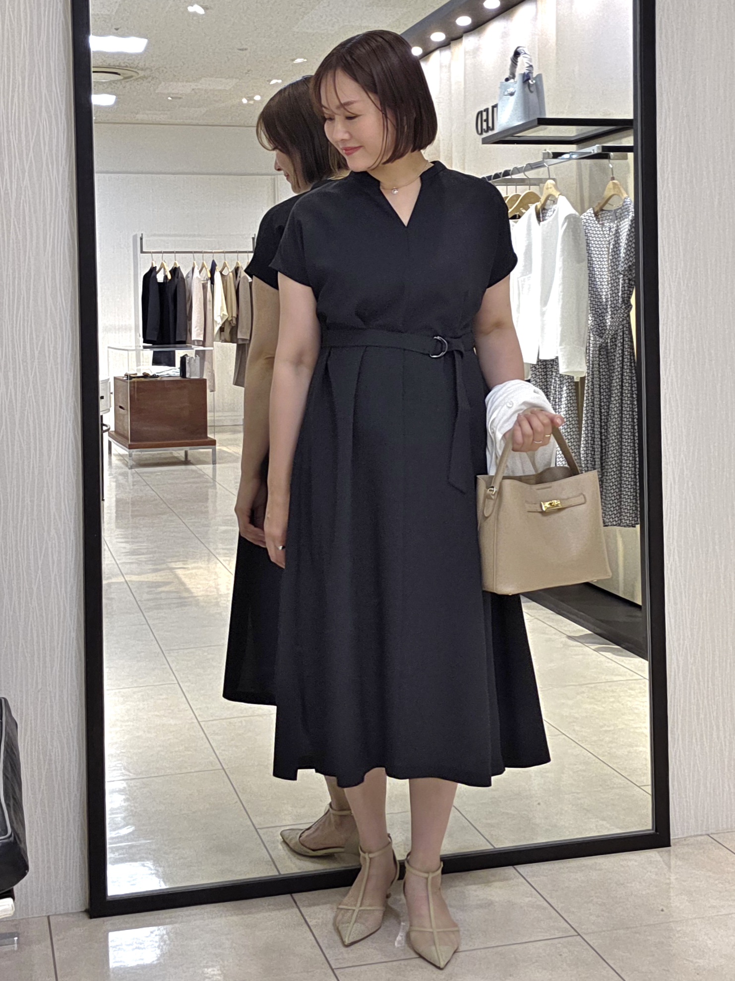 naokoさんの「UNTITLED｜【UV/接触冷感/遮熱/通気性】スラブバンドカラーワンピース」を使ったコーディネート