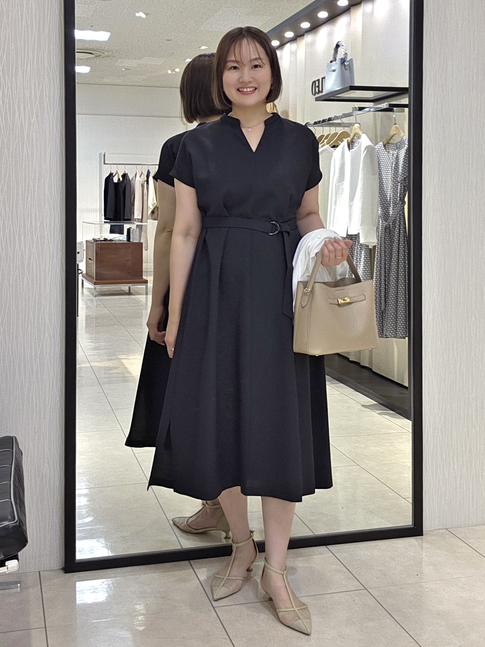 naokoさんの「UNTITLED｜【UV/接触冷感/遮熱/通気性】スラブバンドカラーワンピース」を使ったコーディネート