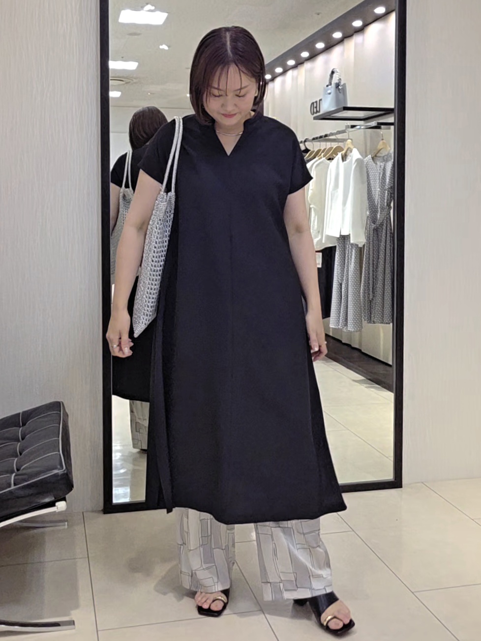 naokoさんの「UNTITLED｜【UV/接触冷感/遮熱/通気性】スラブバンドカラーワンピース」を使ったコーディネート