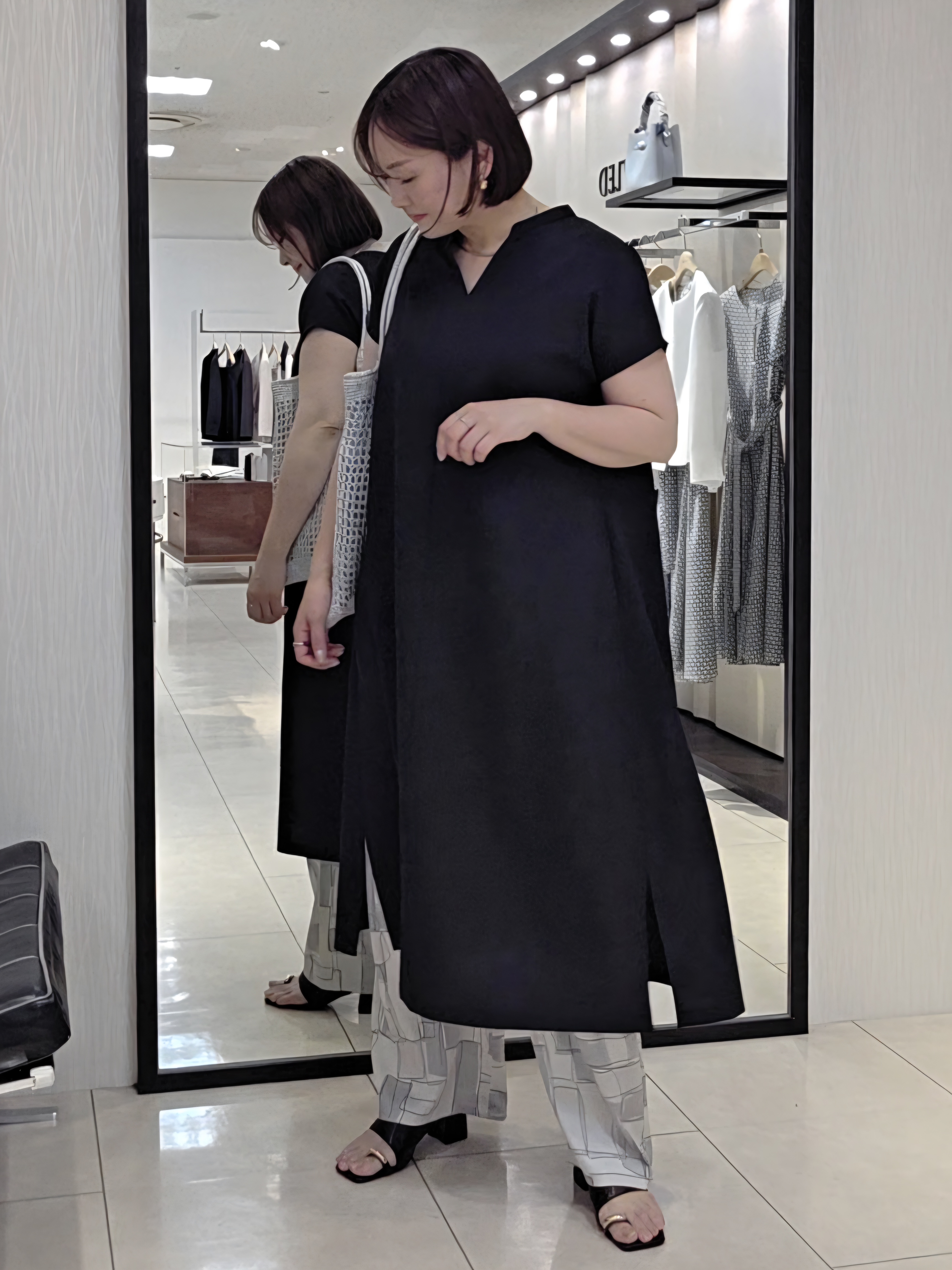 naokoさんの「UNTITLED｜【UV/接触冷感/遮熱/通気性】スラブバンドカラーワンピース」を使ったコーディネート